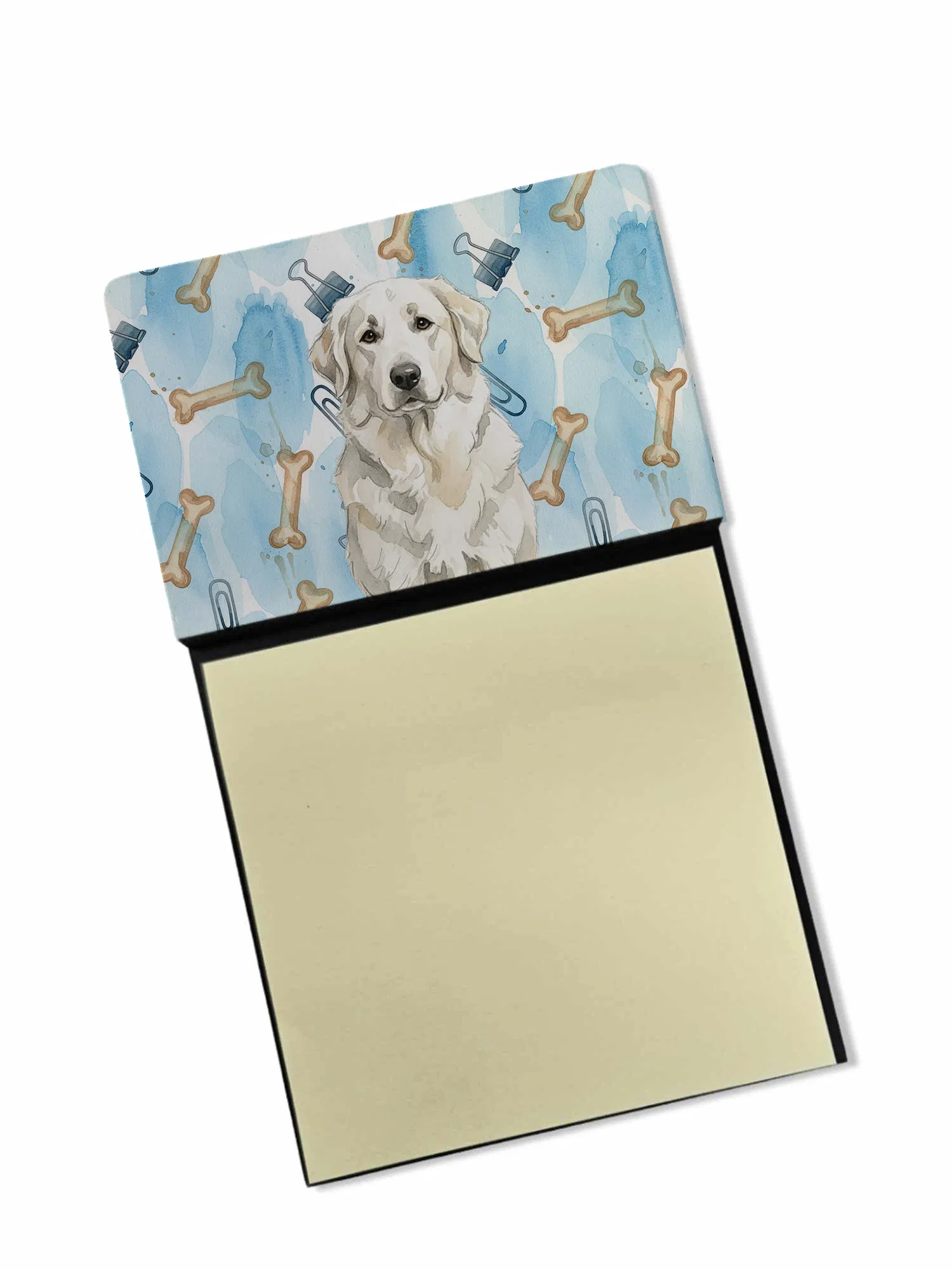 White Great Pyrenees Coworker Watercolor Sticky Note Holder Refillable Dispenser Desk…