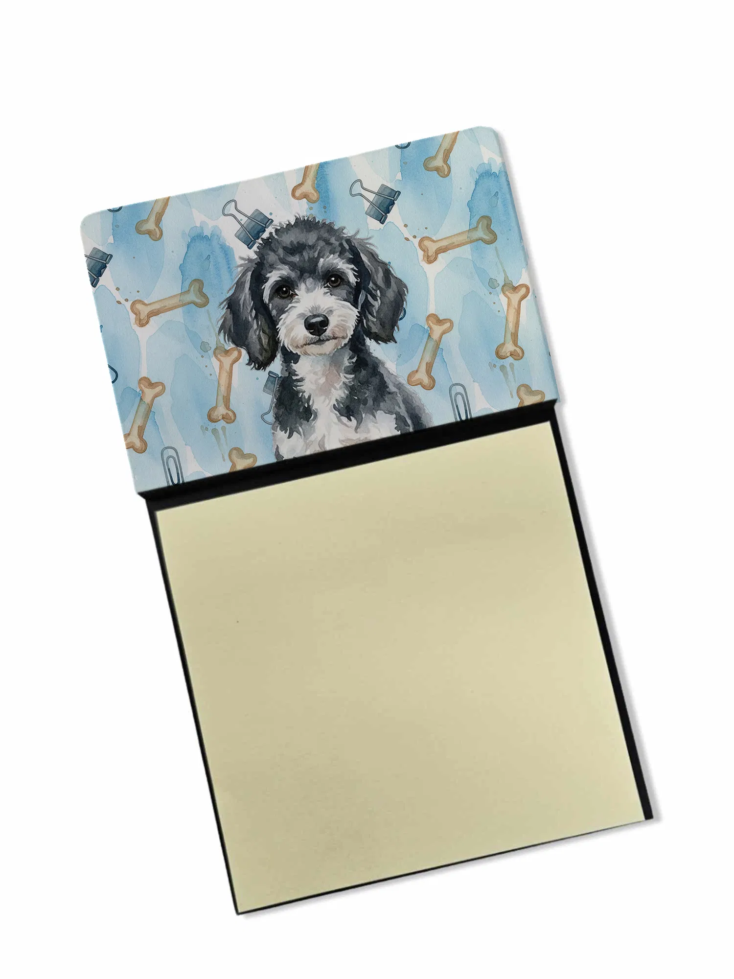 Miniature Parti Poodle Coworker Watercolor Sticky Note Holder Refillable Dispenser Desk…