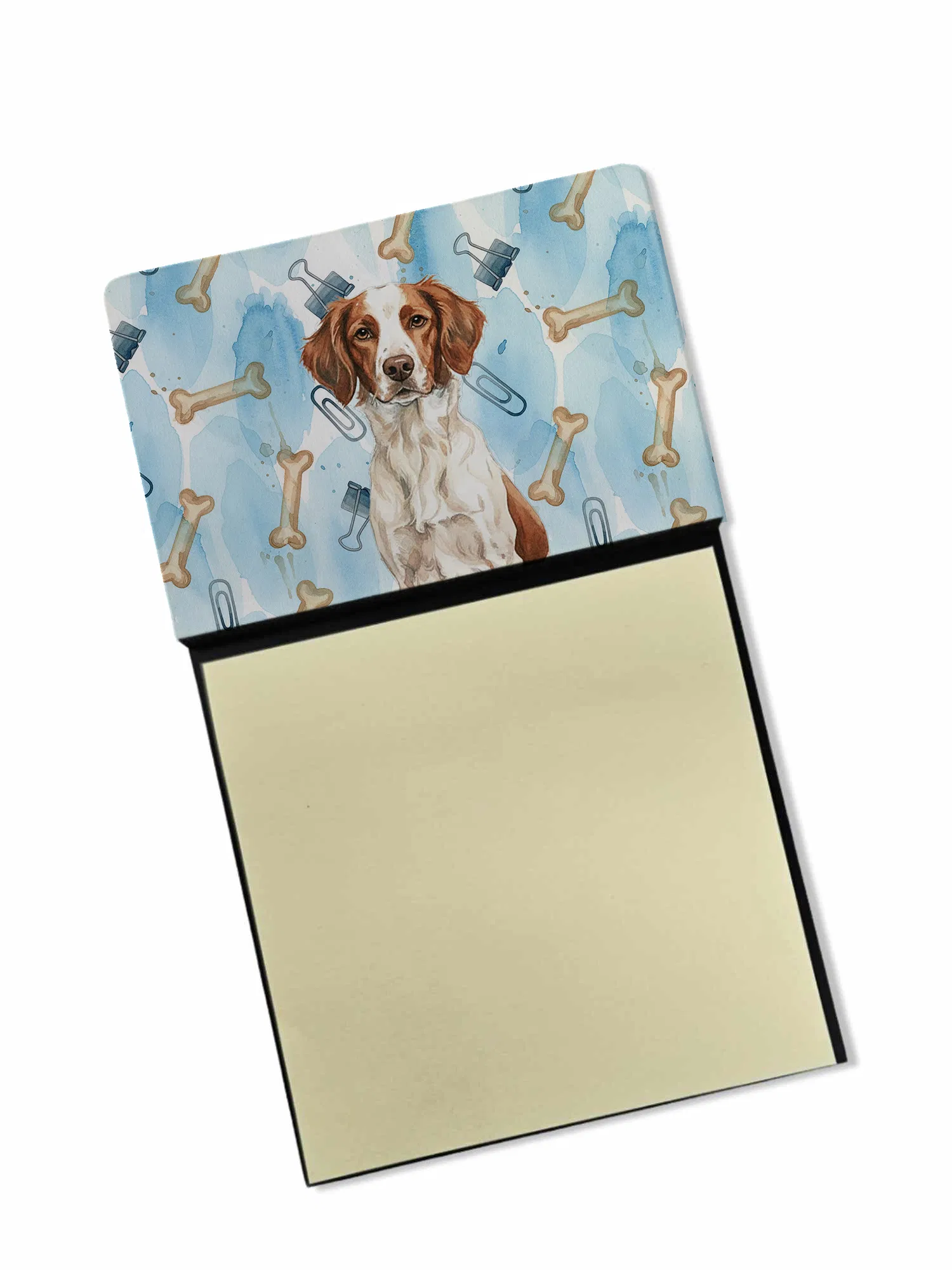 Liver and White Brittany Coworker Watercolor Sticky Note Holder Refillable Dispenser Desk…