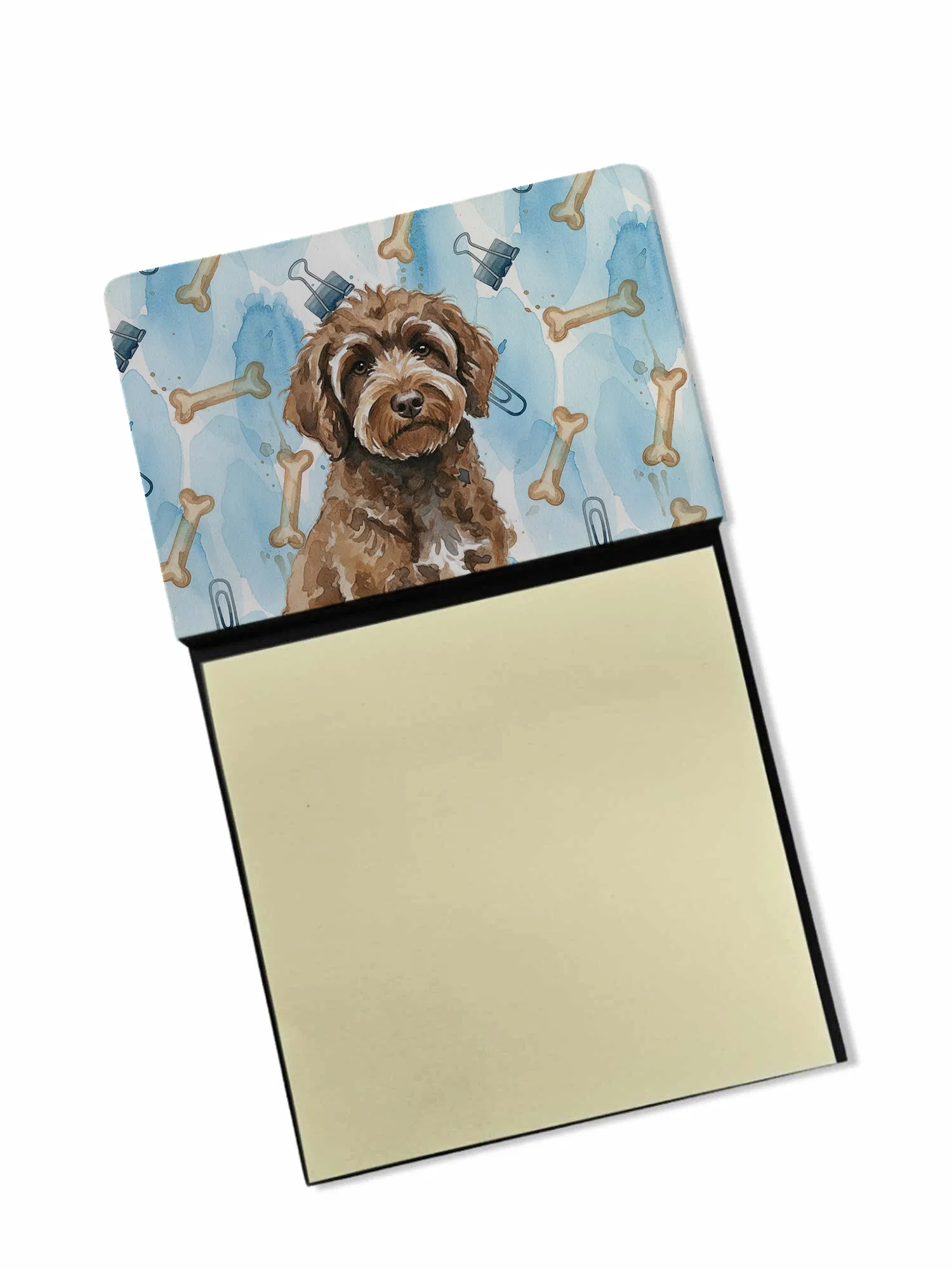 Brown Portuguese Water Dog Coworker Watercolor Sticky Note Holder Refillable Dispenser…