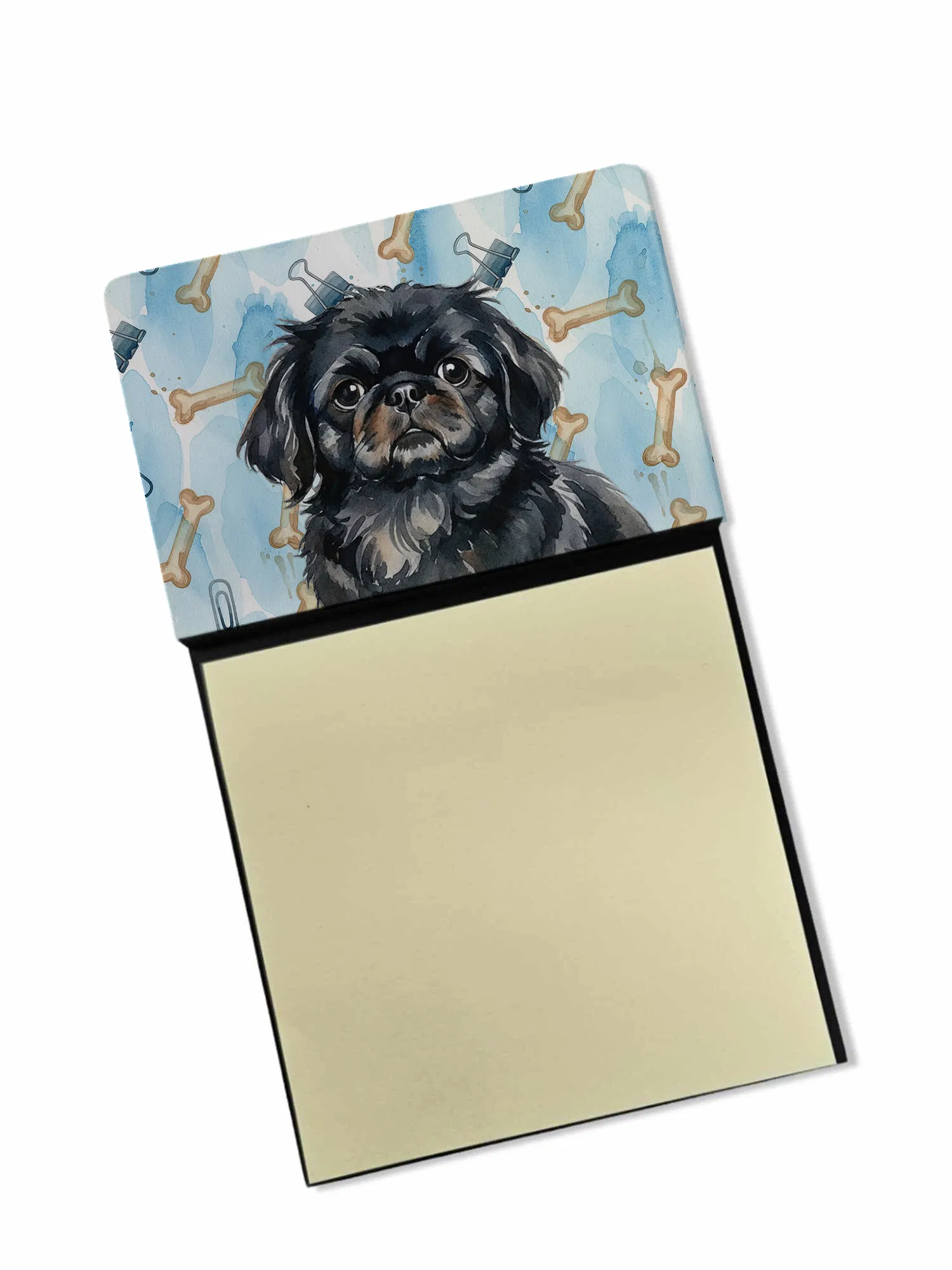 Black Pekingese Coworker Watercolor Sticky Note Holder Refillable Dispenser Desk…