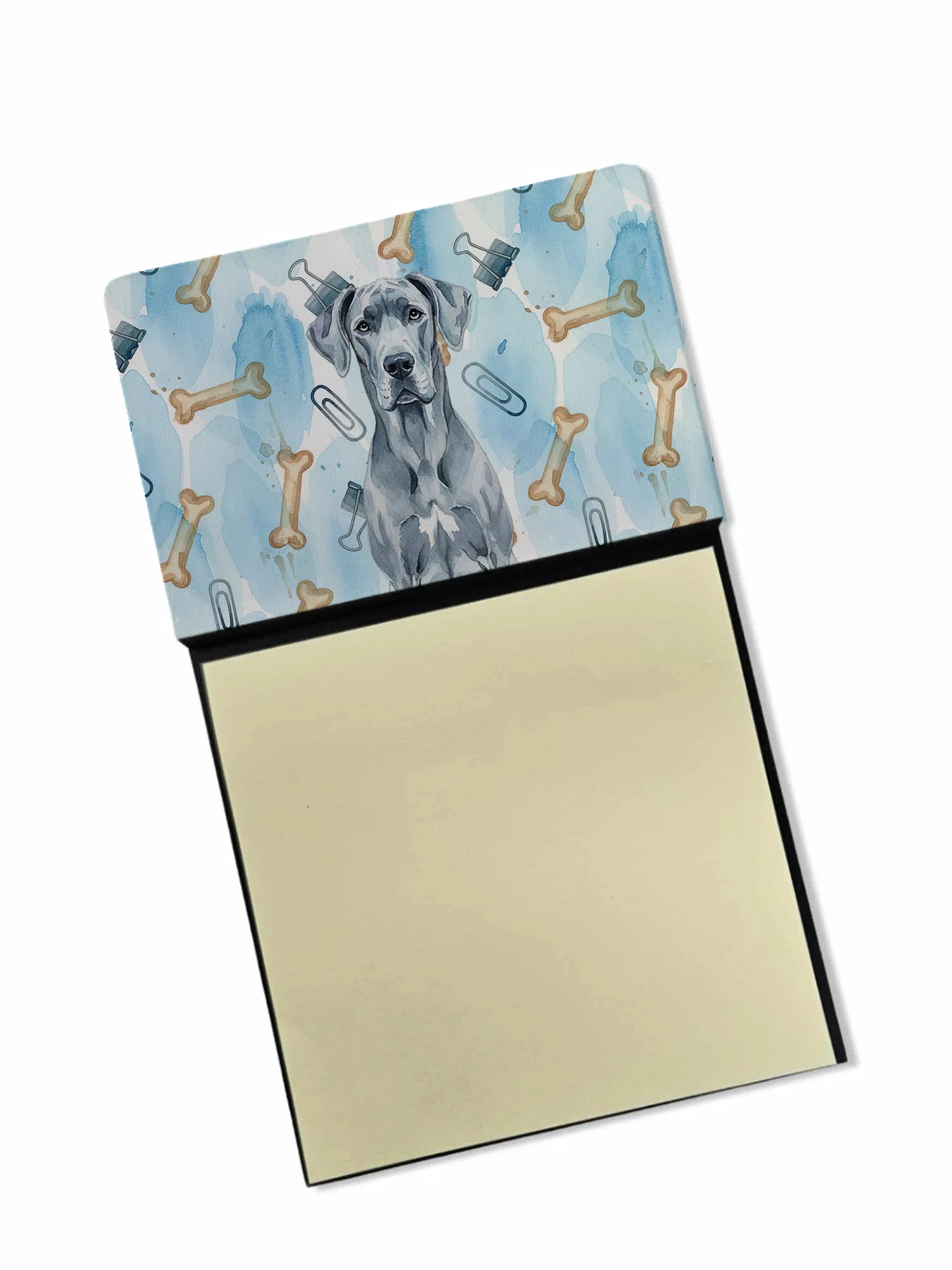 Blue Great Dane Coworker Watercolor Sticky Note Holder Refillable Dispenser Desk…