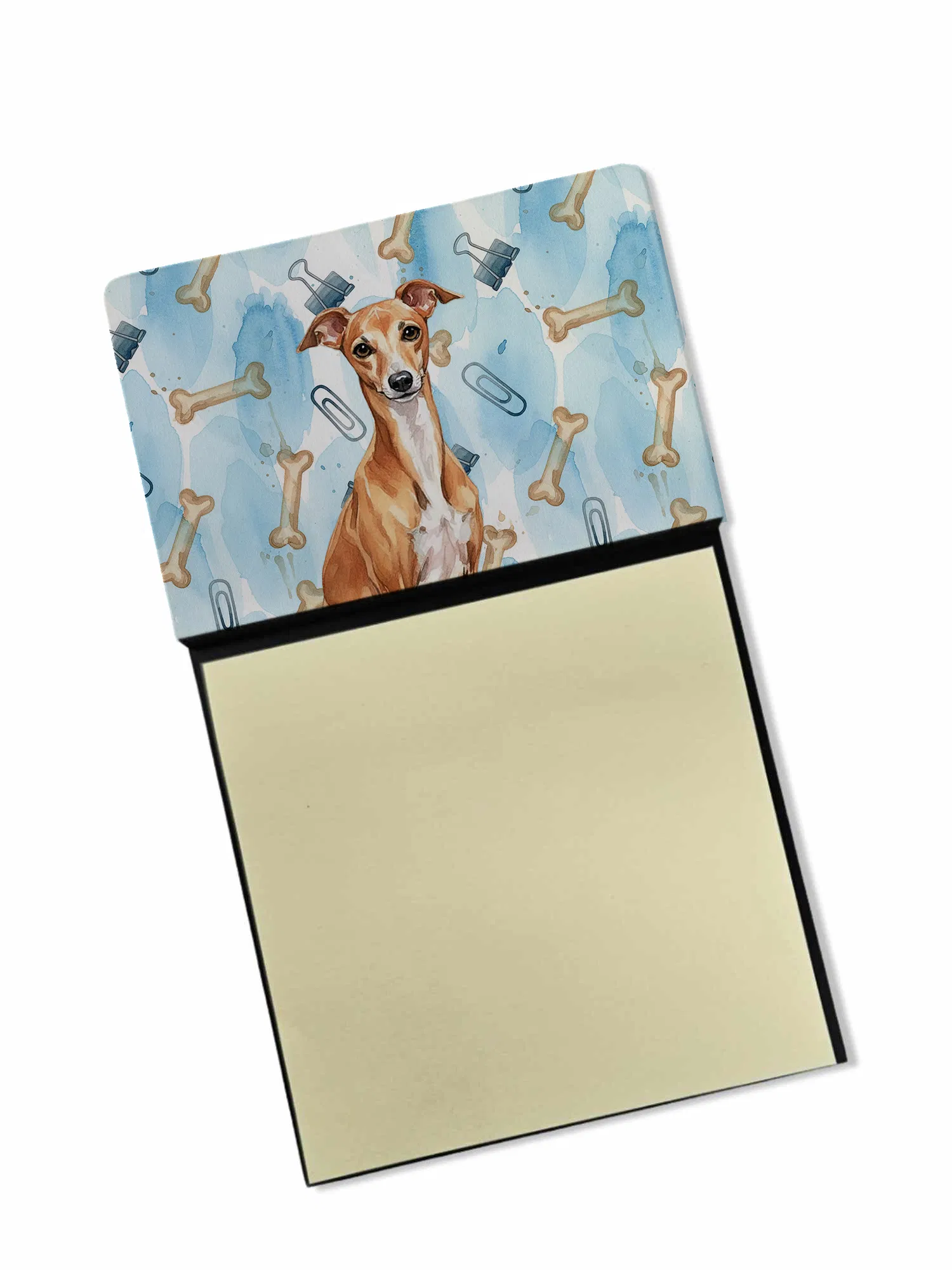 Red Italian Greyhound Coworker Watercolor Sticky Note Holder Refillable Dispenser Desk…