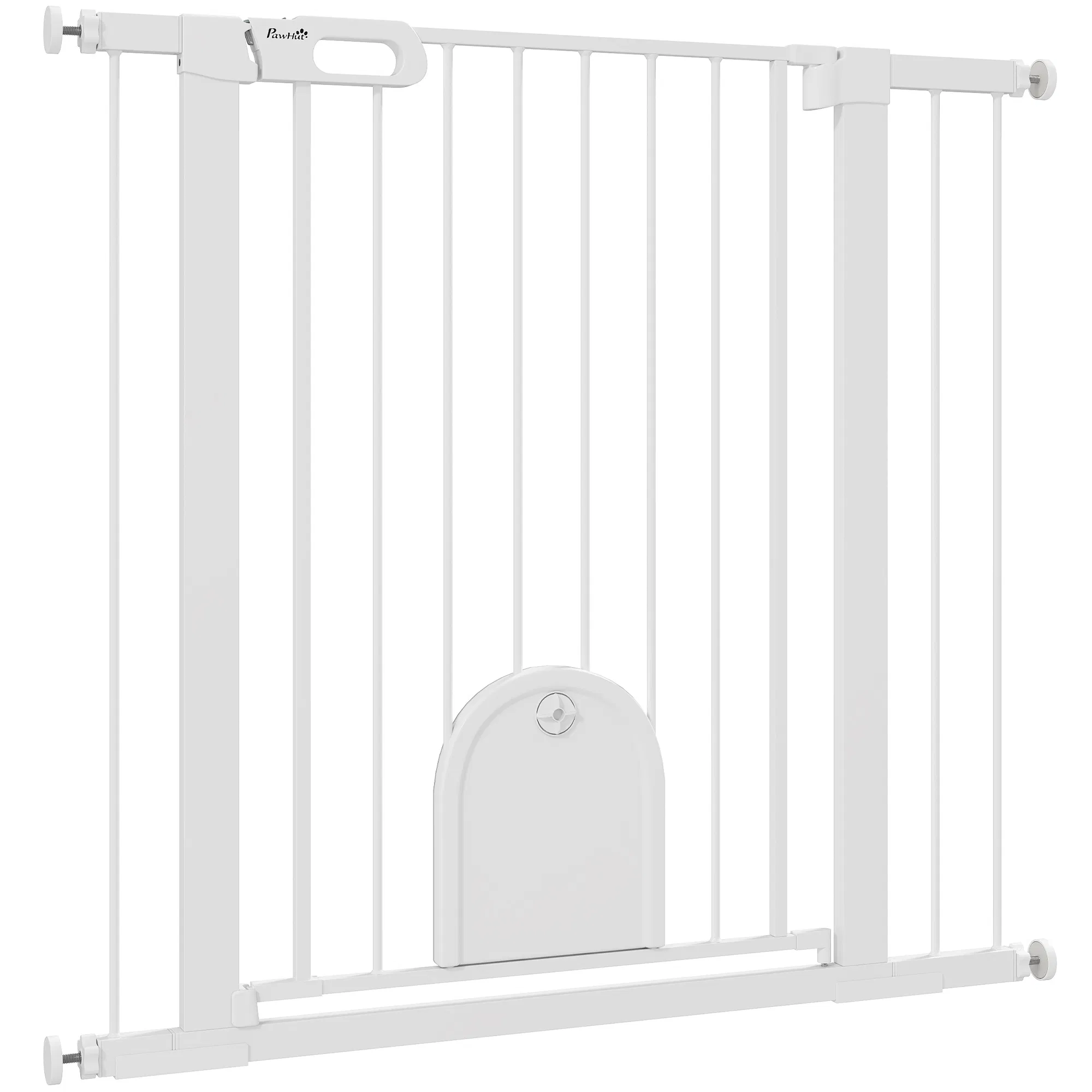 30"-41" Extra Wide Pet Gate Barrier with Small Door, 35"H Dog Gate with Safety Gate…