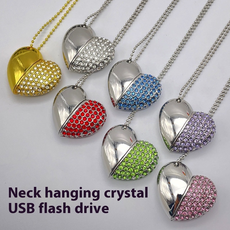 Fashion Personality Brick-inlaid Heart-shaped U Disk