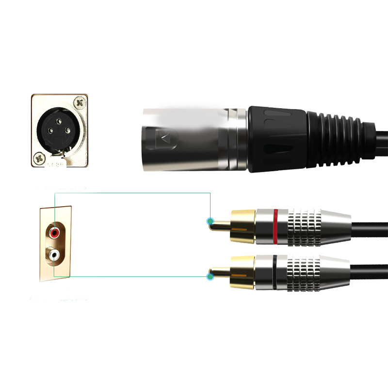 Canon To Dual RCA Audio Line Canon Male And Female To 2 RCA Lotus Line XLR Canon…