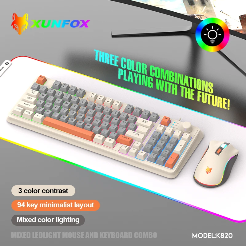 K820 USB Wired Game Keyboard Mouse Set Illuminated Desktop/Laptop Home Office Female Male…