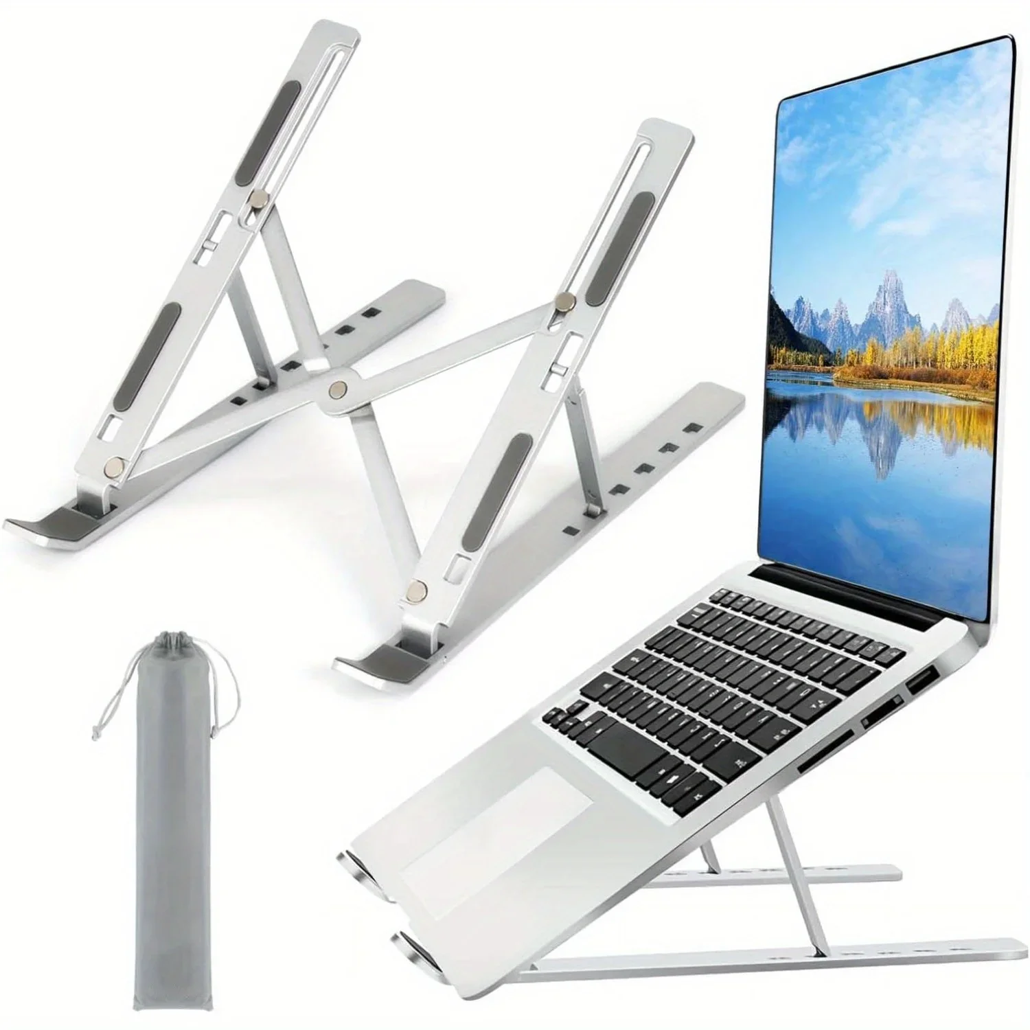 6‑Level Adjustable Laptop Stand - Foldable & Portable Design for 8‑14" Laptops & Tablets…