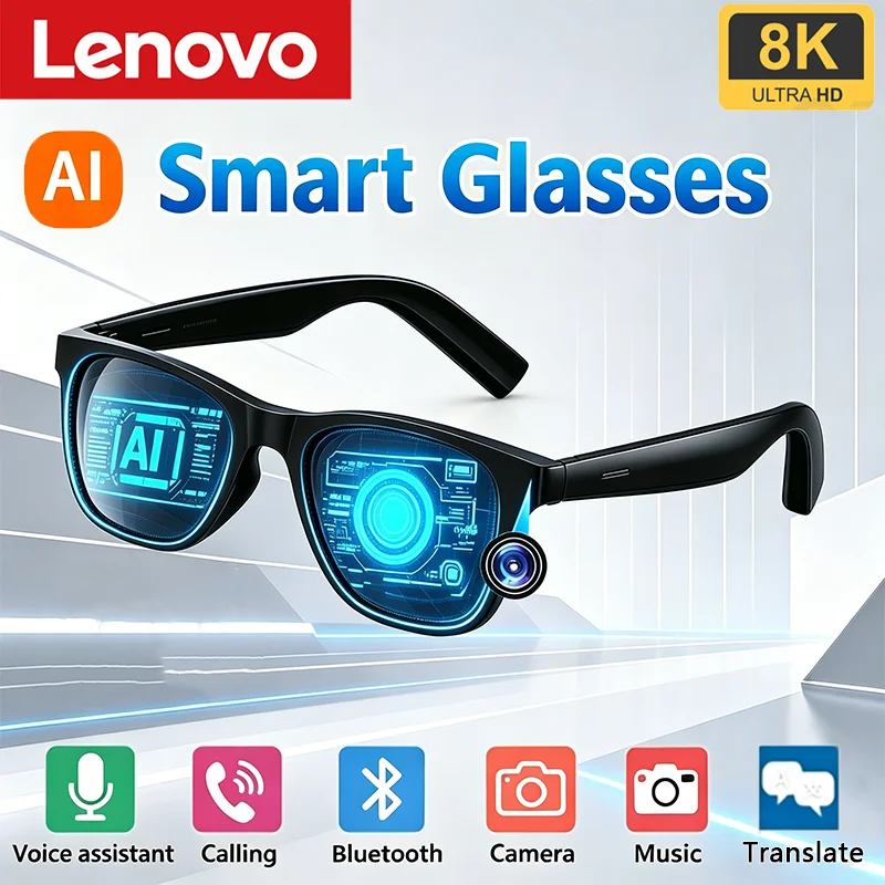 Lenovo AI Smart Glasses Voice Assistant Music Touch Control Bluetooth Call Outdoor…