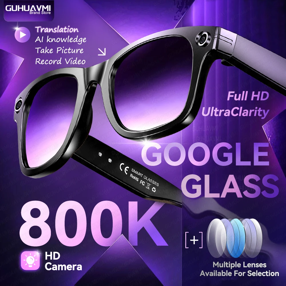 AI Smart Glasses with 8MP Camera Video Recording 100+ Languages Translation Sunglasses…