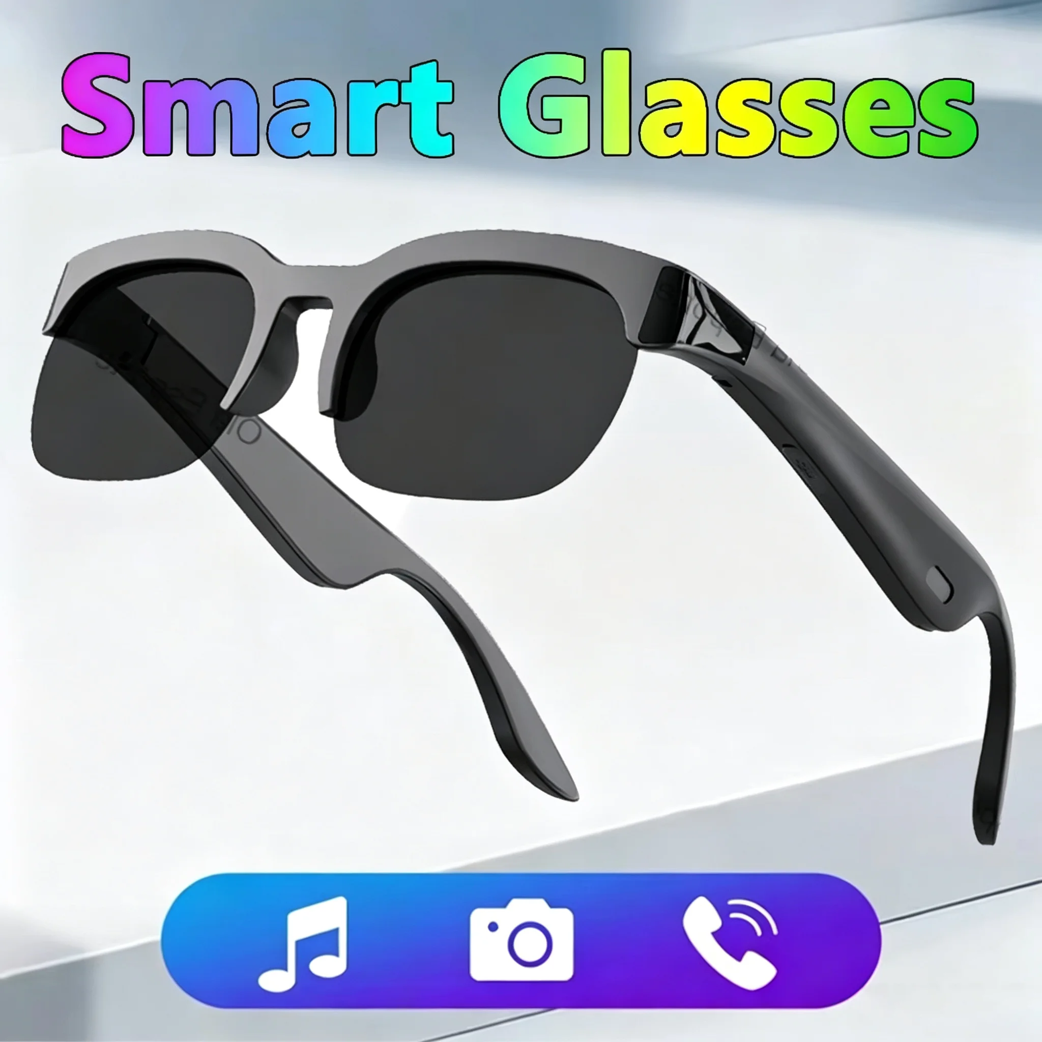 Camera Control Smart Glasses Music Sunglasses Headphones Wireless Bluetooth Call Headset…