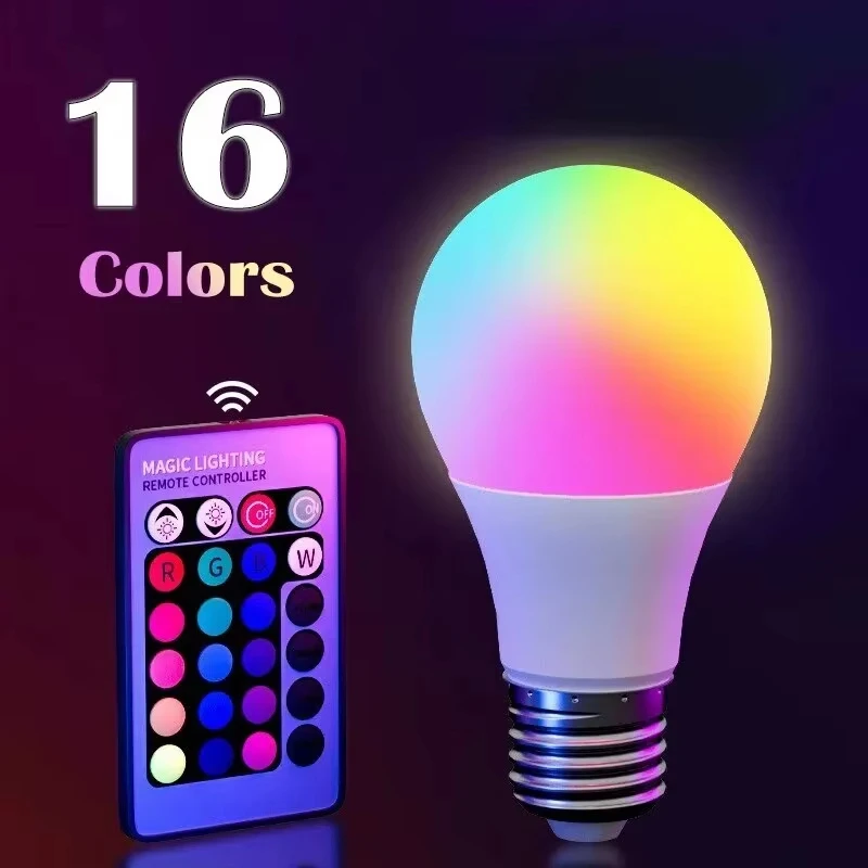 24 Key Remote Control Smart Lamp Atmosphere Light 16 Colors RGB Bulb LED Multicolor Bulb…