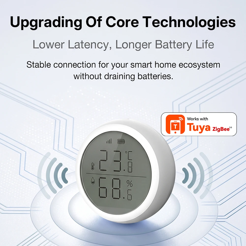 Wireless Temperature Humidity Sensor Indoor Compatible with Tuya Smart Life App ZigBee…
