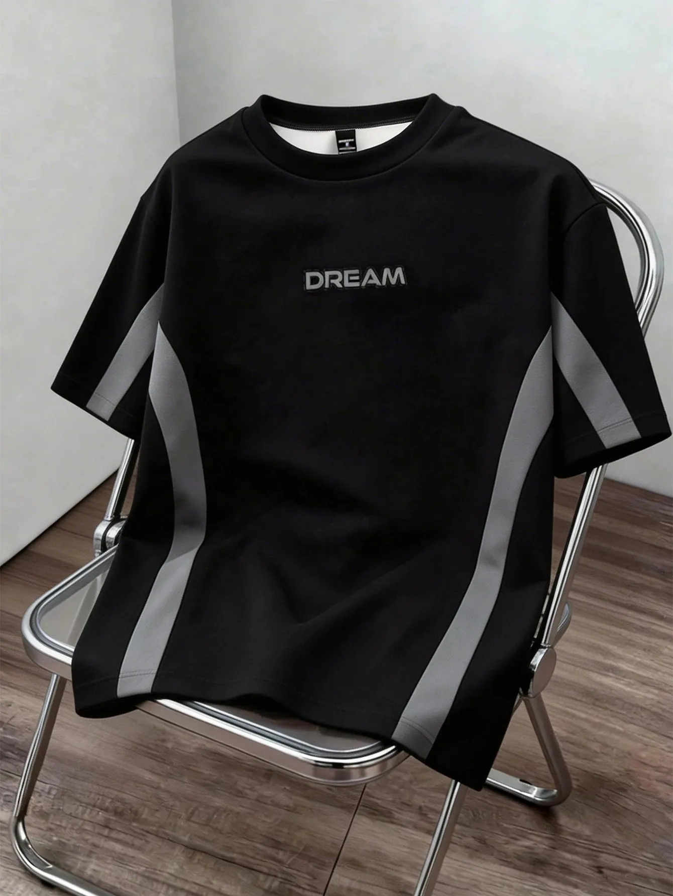 Summer Men's Round-neck T-shirt with Letter Print Breathable Lightweight Casual and…