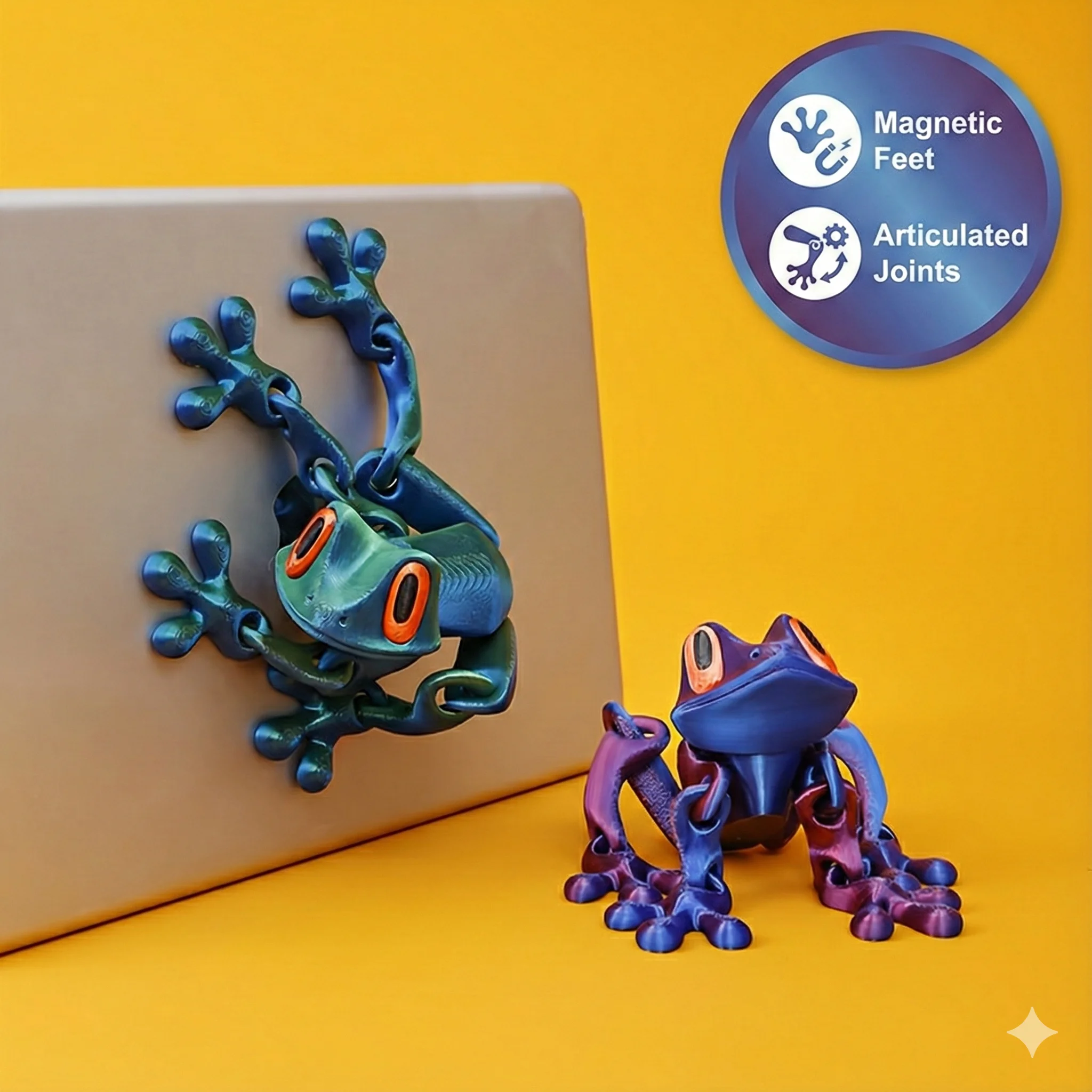 3D Printed Magnetic Articulated Frog Fidget Toy Cute Flexi Animal Model Fridge Magnet…