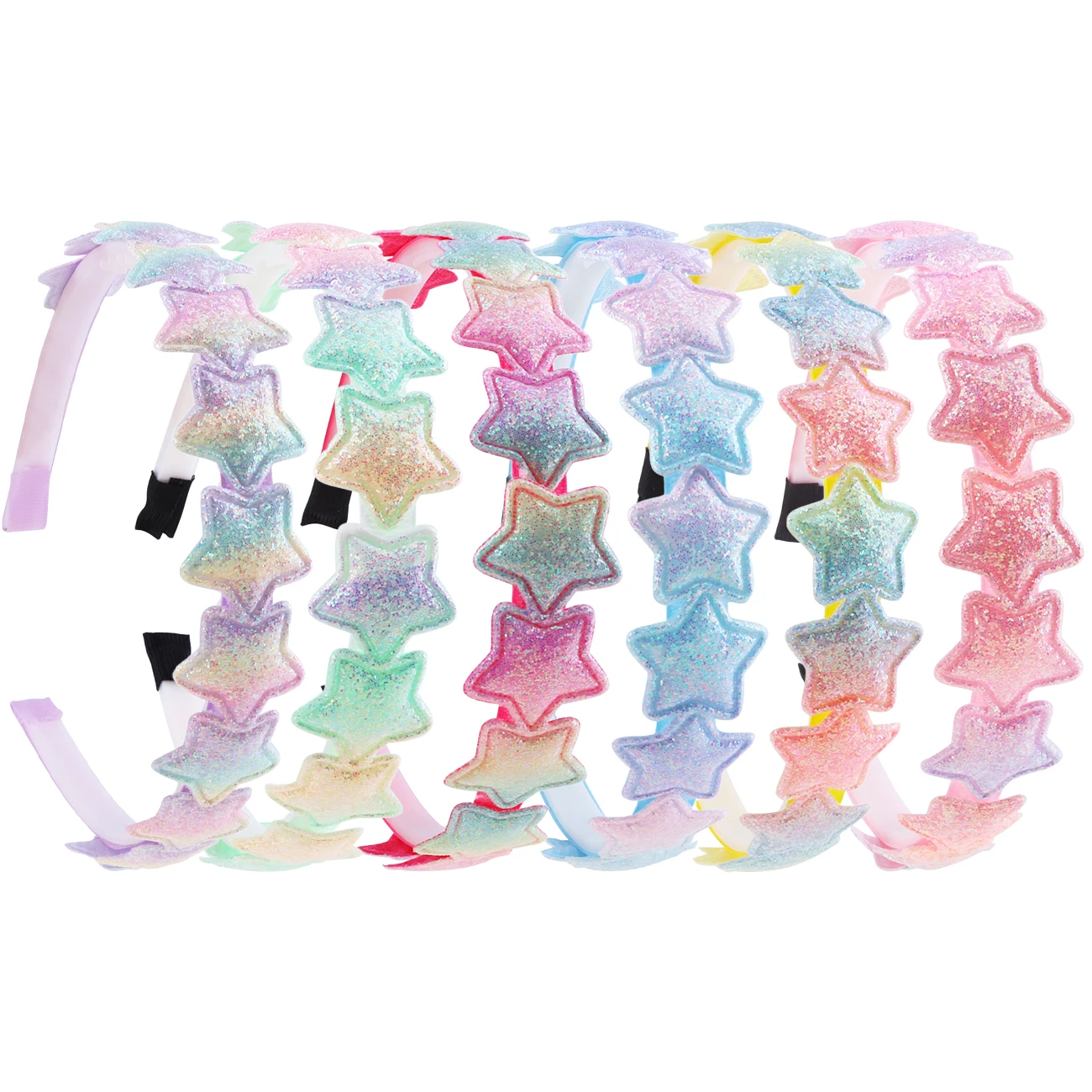 Gradient Glitter Star Headband for Girls Anti-slip Hard Hair Hoop Daily & Party Photo…