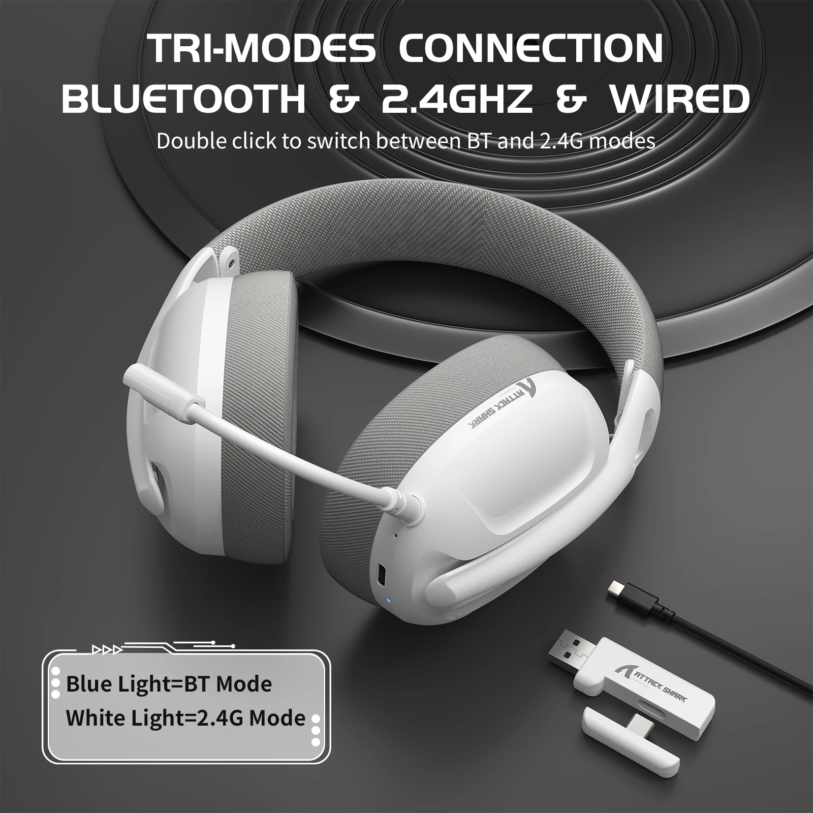ATTACK SHARK L80 Ultra-Light Tri-Mode Gaming Headset Lightweight Wireless Gaming Headset…