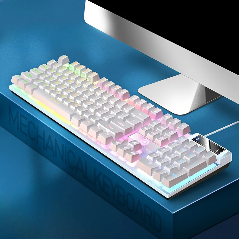 Game Keyboard USB Wired Mechanical Feel Luminous Keyboard with Backlight Desktop Computer…