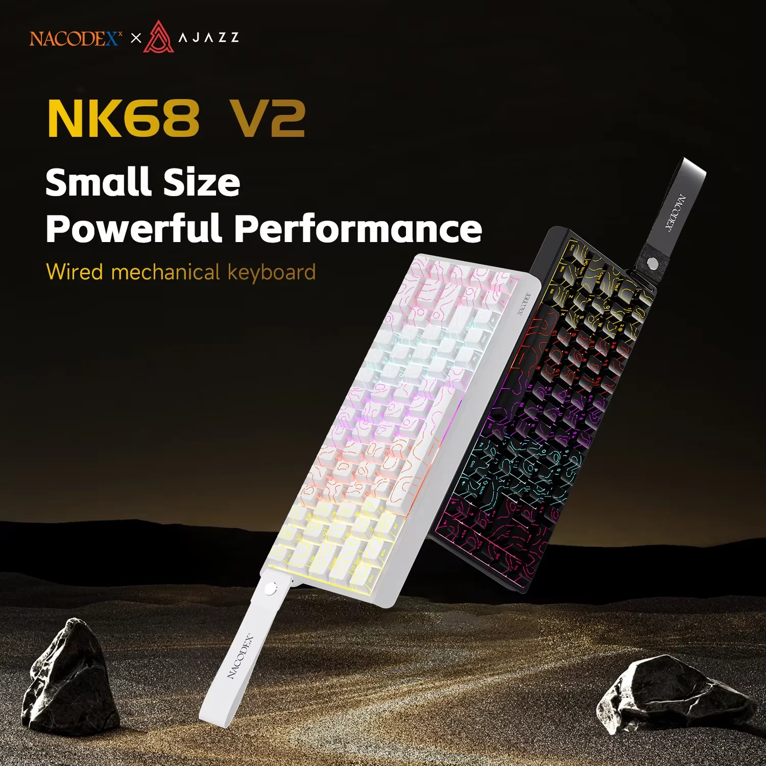 AJAZZ NK68V2 Single-Mode Wired Mechanical Keyboard Portable Gaming Keyboard RGB…
