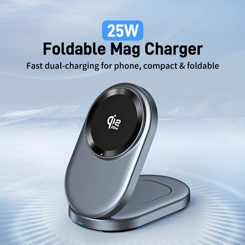 Ultra Foldable Storage Magnetic 25W Qi2.2 Wireless Charger Stand for iPhone 17/16/15/14…