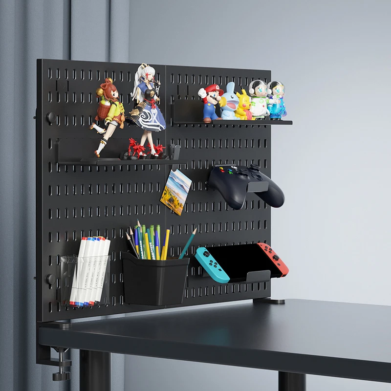 No-Drill Clamp-On Standing Pegboard Storage Organizer, Desktop Rack with DIY Accessories…