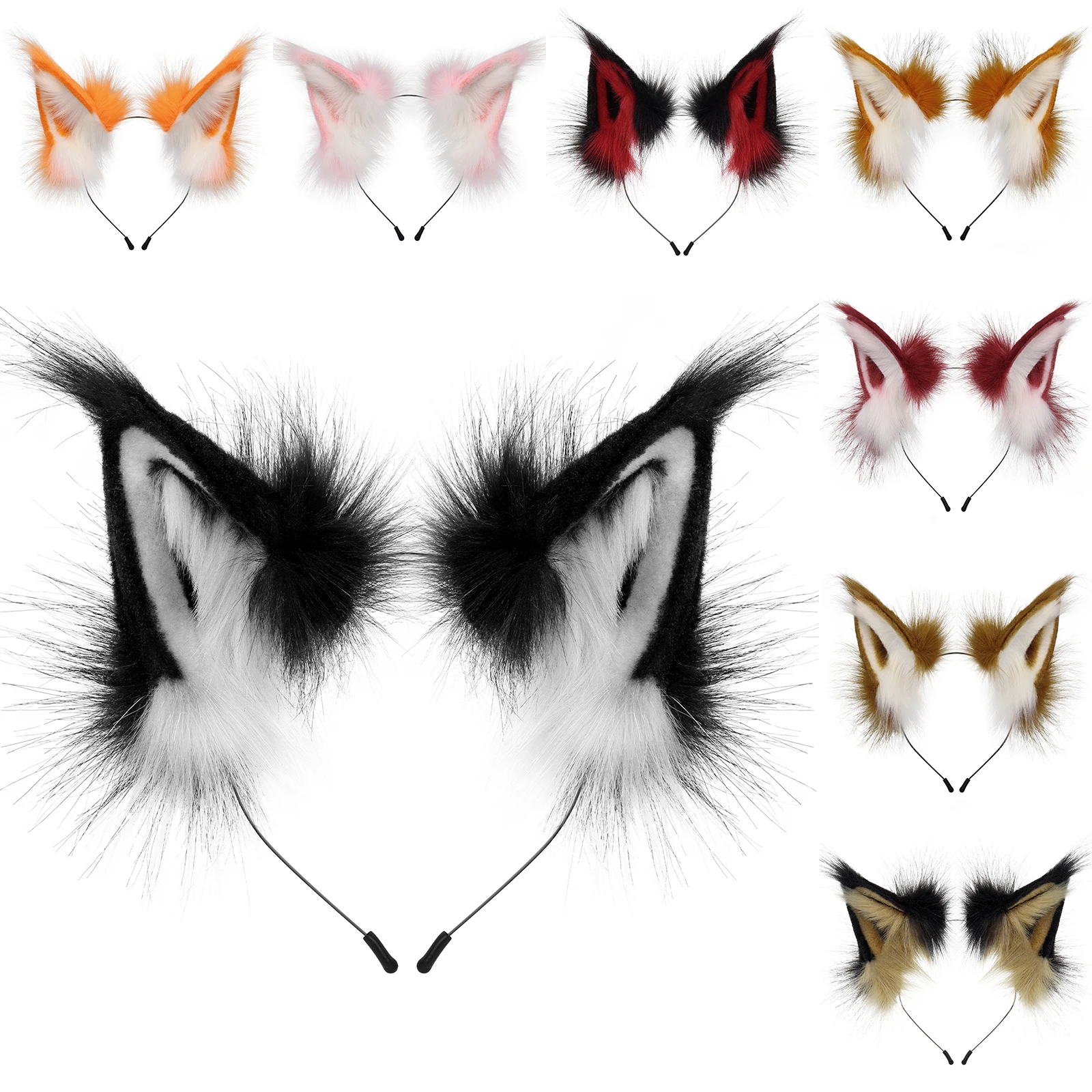 Animal Faux Fur Fox Wolf Ear Headband Furry Handmade Hairband Headwear Costume Cosplay…