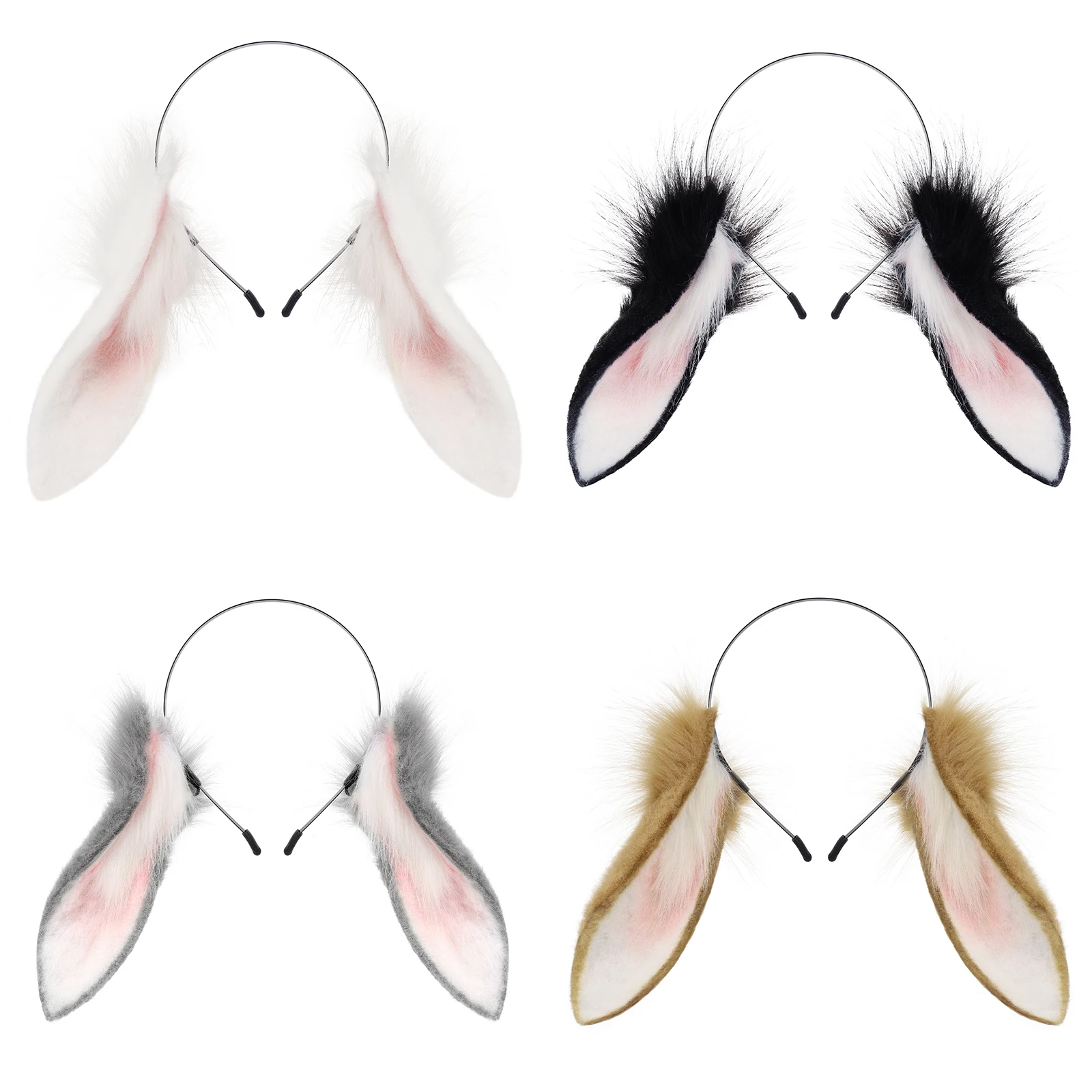 Animal Rabbit Ears Headband Faux Fur Bunny Headwear Plush Hairband Party Cosplay Costume…