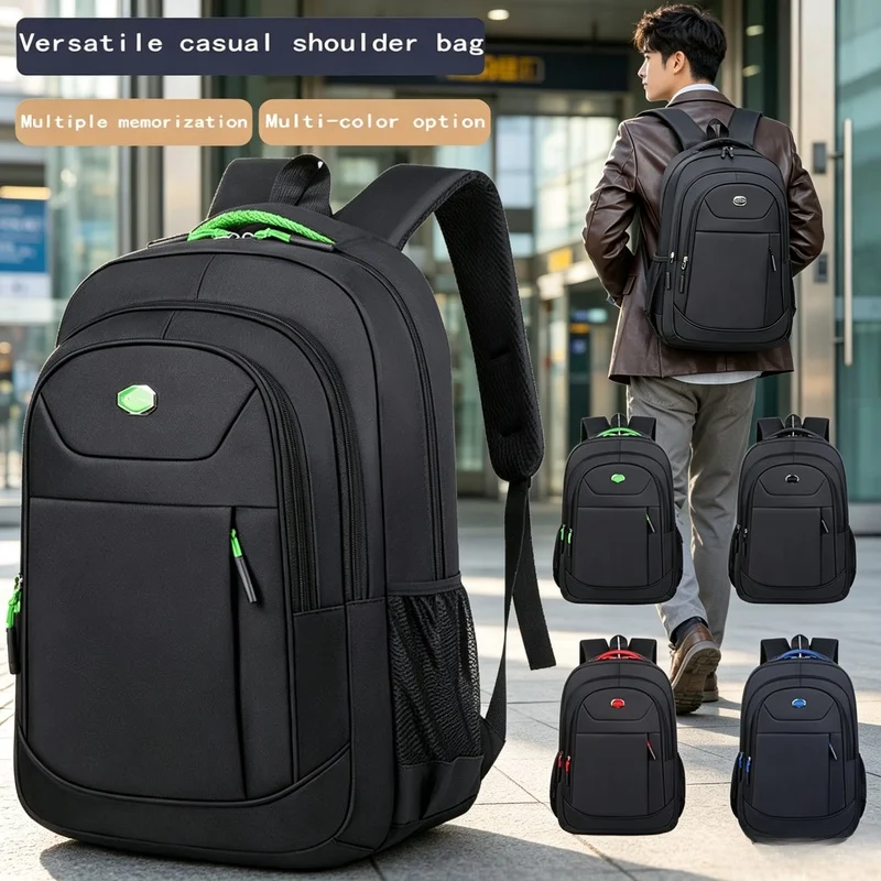 Men Women Solid‑Color Double‑Shoulder Backpack Business Travel Commuting Casual Daypack…