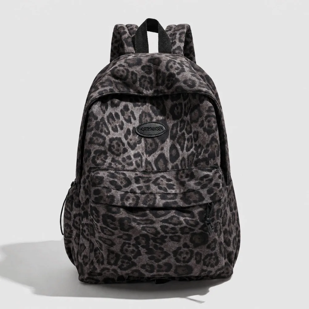 Fashion Leopard Print Laptop Backpack Large Capacity Multi-pocket Students Schoolbag…
