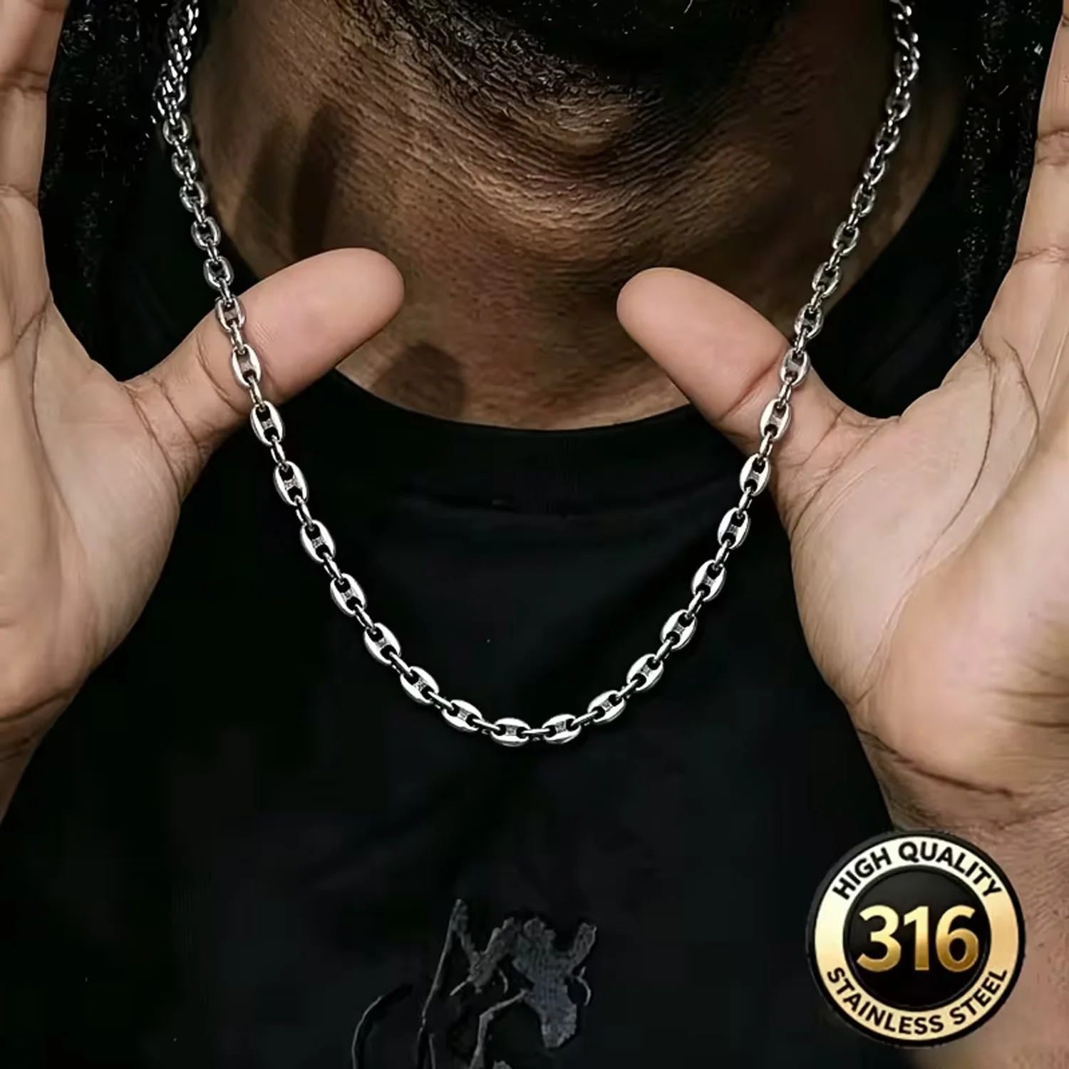 Trendy Simple Pig Nose Chain Coffee Bean Chain Men's and Women's Unique Necklace…