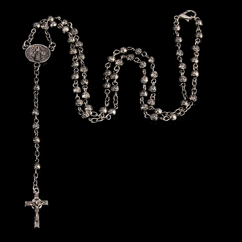 4mm stainless steel bead necklace, vintage gold rosary small necklace, female necklace…