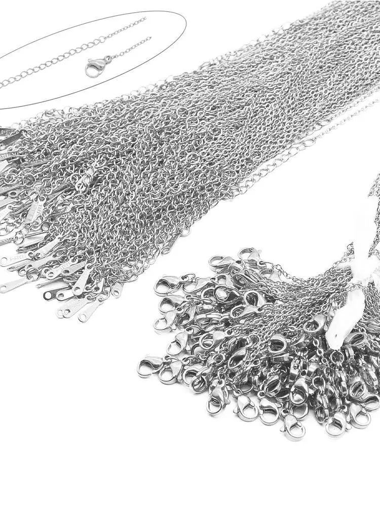 100-Pack Lot Bulk 304 Stainless Steel Cable Link Rolo Chain Necklace Gold Color 45-50cm…