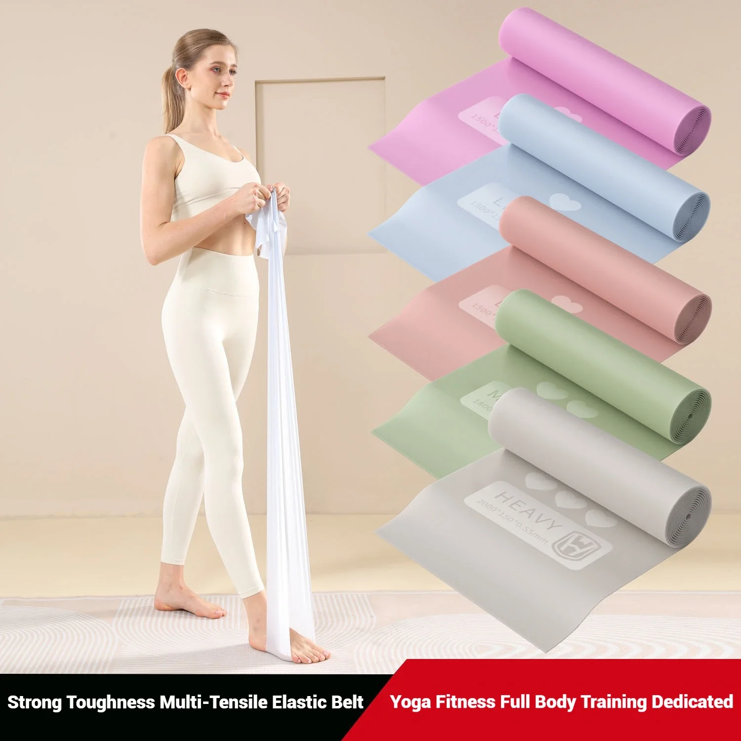 WOSWEIR-Yoga Rally Home Stretching Resistance Strap for Beginners Ladies Body Fitness…
