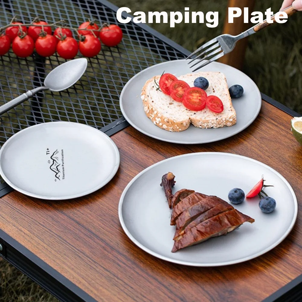 Camping Plate Lightweight Camping Plate For Barbecue Home Dinnerware Round Frosted Picnic…