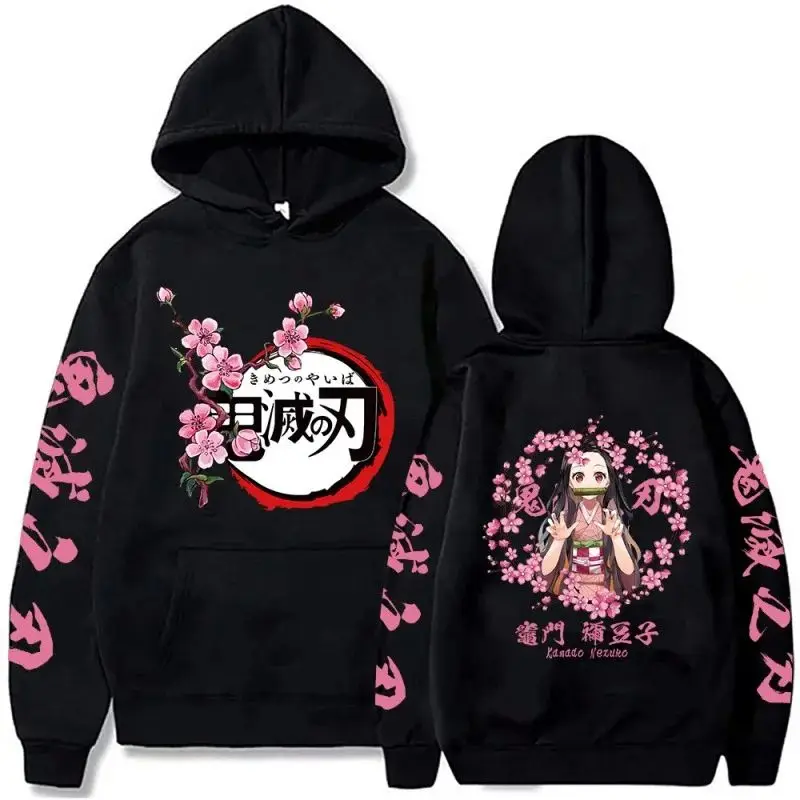 Anime Demon Slayer Hoodies Kamado Nezuko Print Men Women Plus Size Pullover Hooded Causal Round Neck Streetwear Tops Clothing