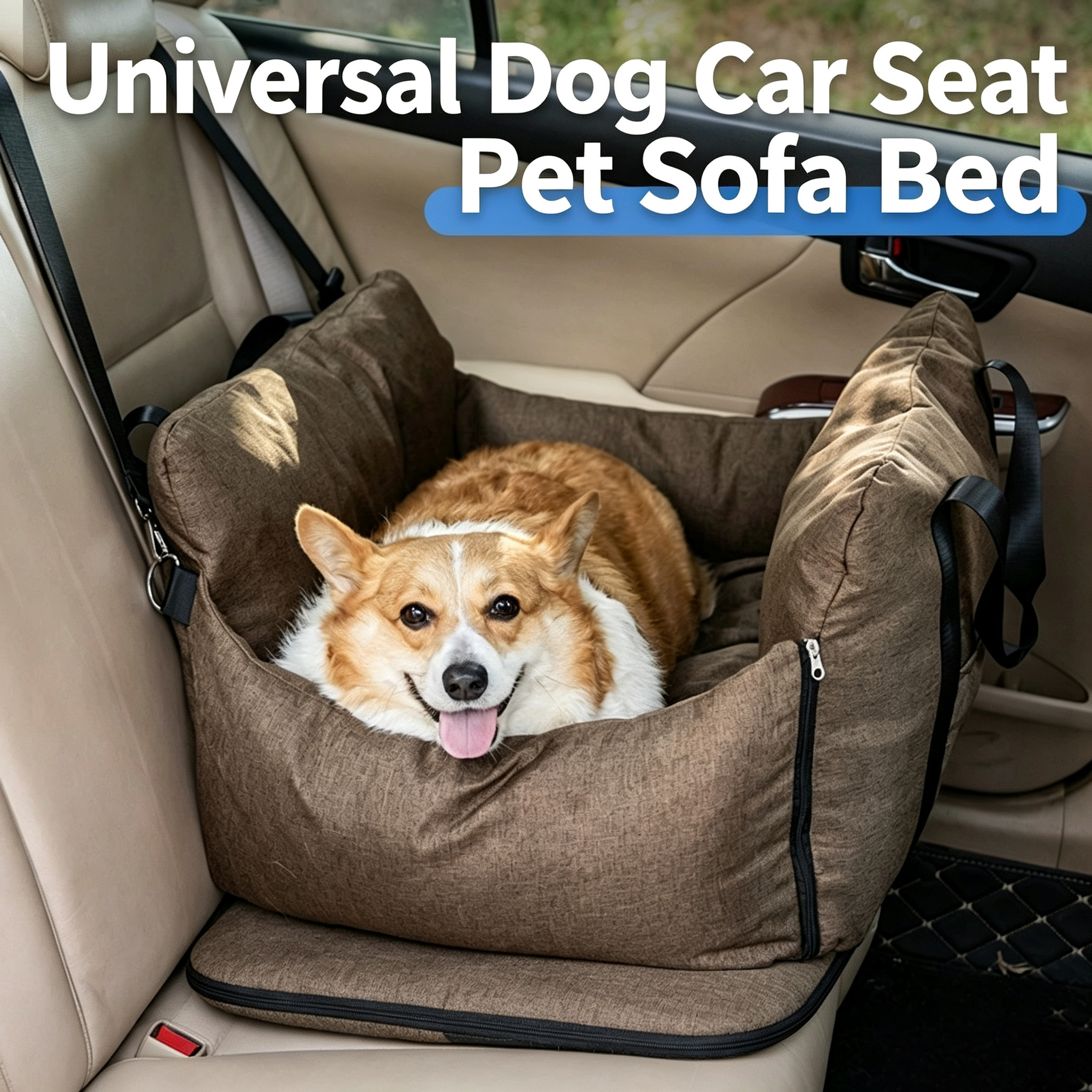 Portable Dog Car Seat Large Size Washable Pet Booster Seat Detachable Travel Dog Bed For…