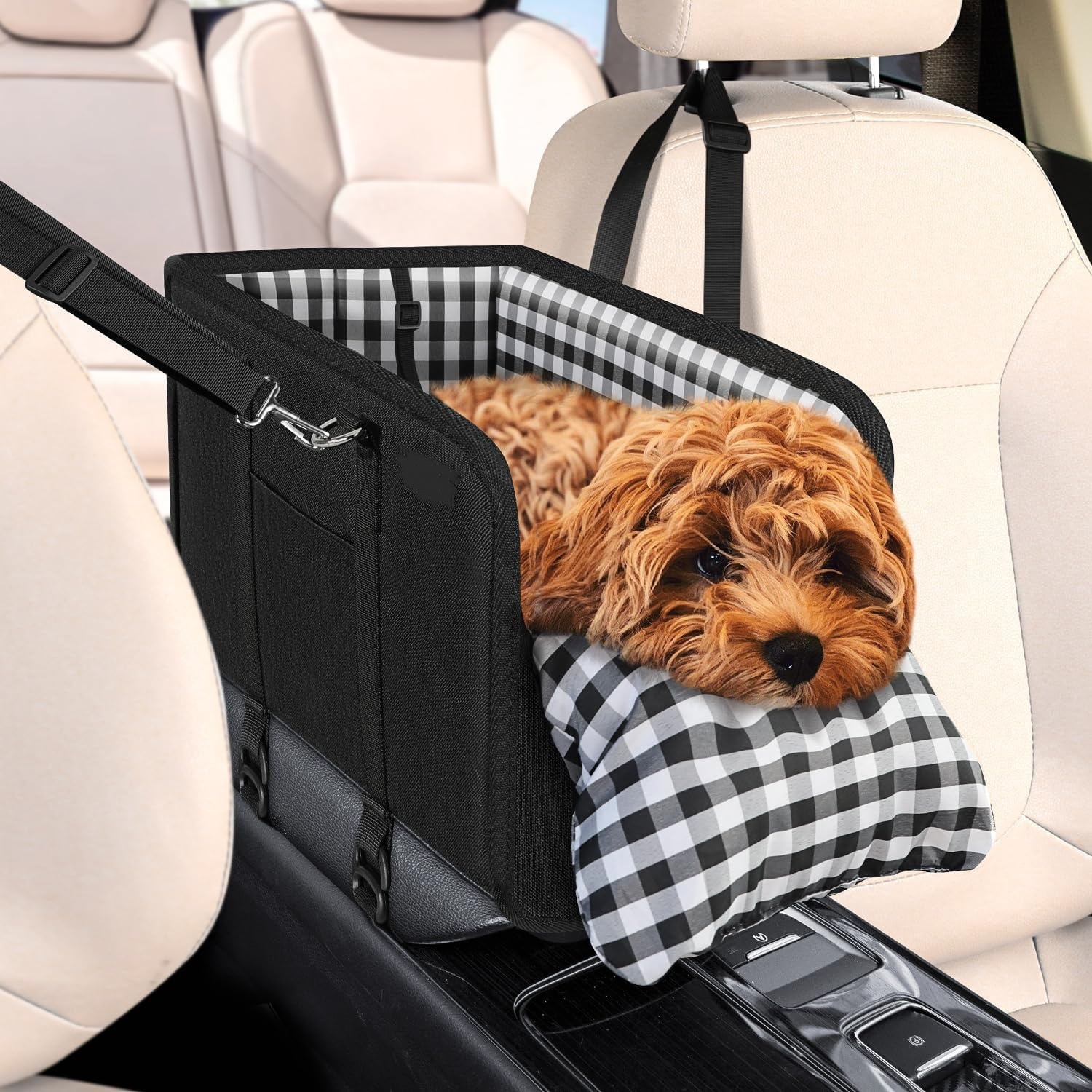 Dog Car Seat Console Booster 11lbs Anti-collapse Center Seat With Soft Cushion & Safety…