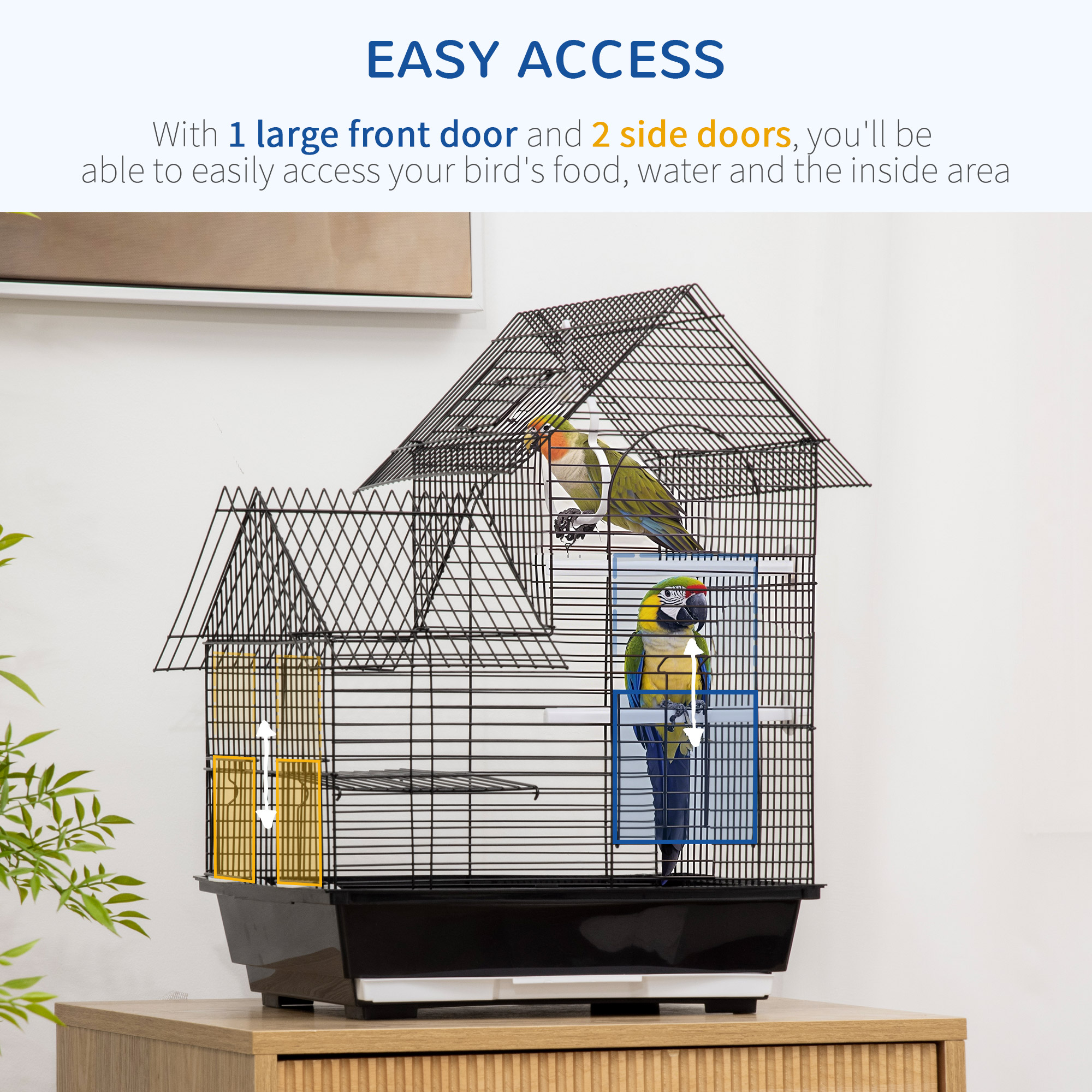 Small Bird Cage For Canaries Finches 47cm High With Swing 2 Perches Slide Out Tray 0.9cm…