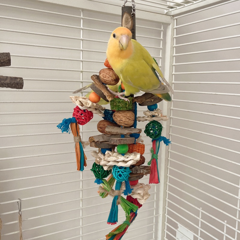 Parrot Toy Bird Decompression Relieving Stuffy Natural Material Tearing Toy Color String…