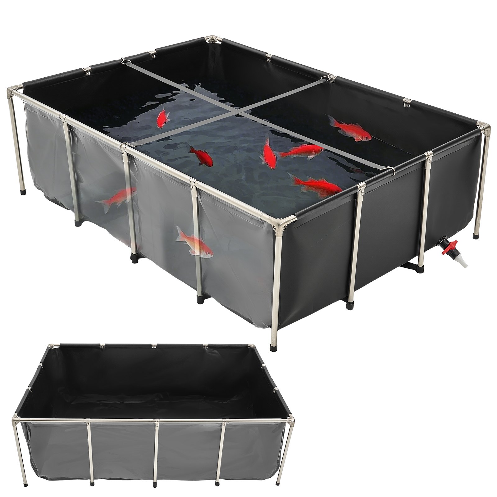 Canvas Fish Pond Above Ground Koi Tank 470 Gal With Clear Viewing Panel