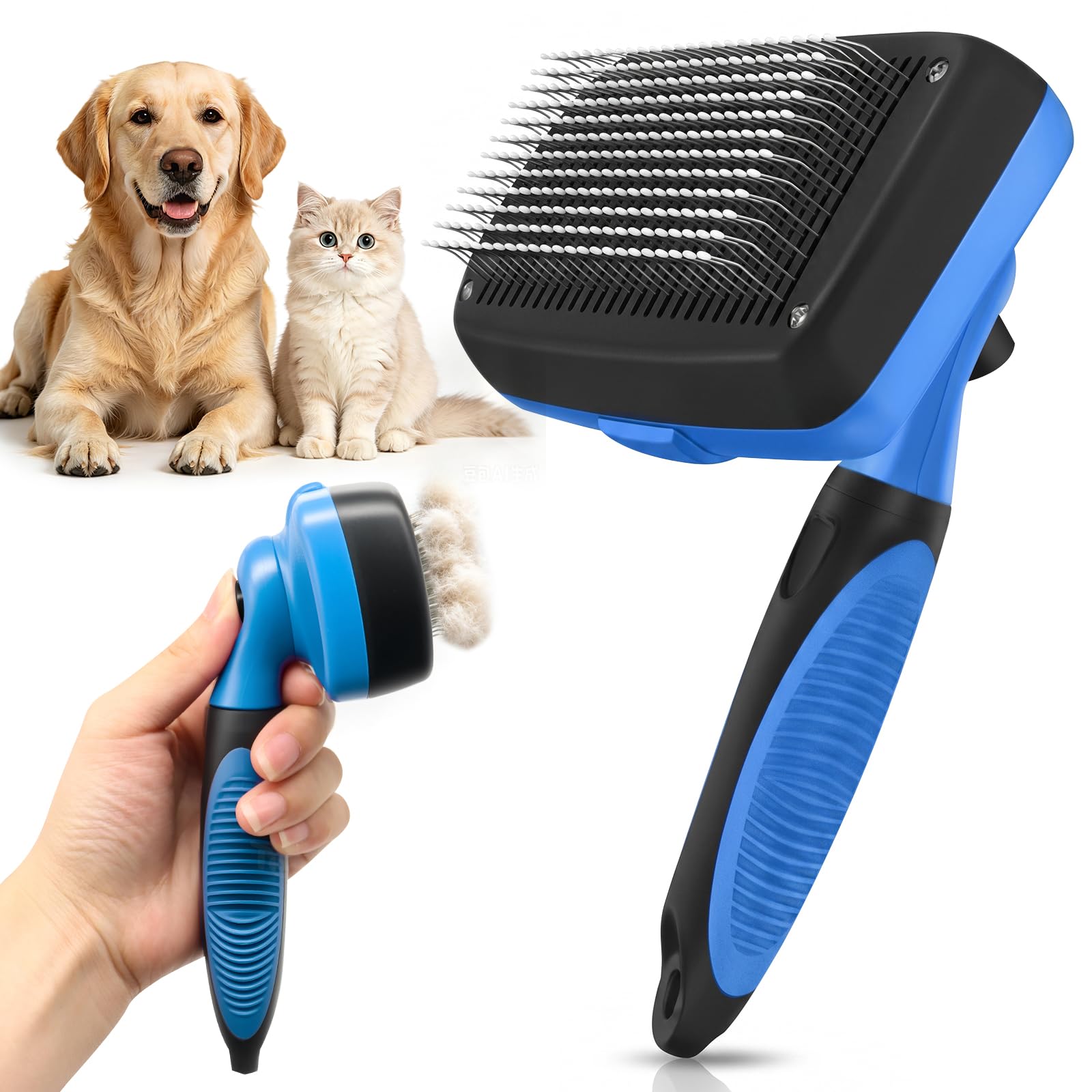 Self-Cleaning Dog Brush For Shedding, Slicker Brush & Grooming Tool Dog Shedding…
