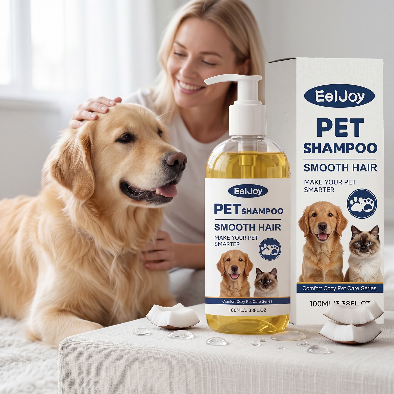 Eeljoy Pet Coconut Oil Shampoo Gently Cleanses Pet Hair, Making It Soft, Clean…