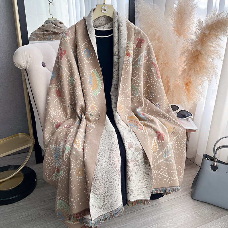 Starry Sky Cashew Flower Shawl Women's Double-Sided Thickened Scarf