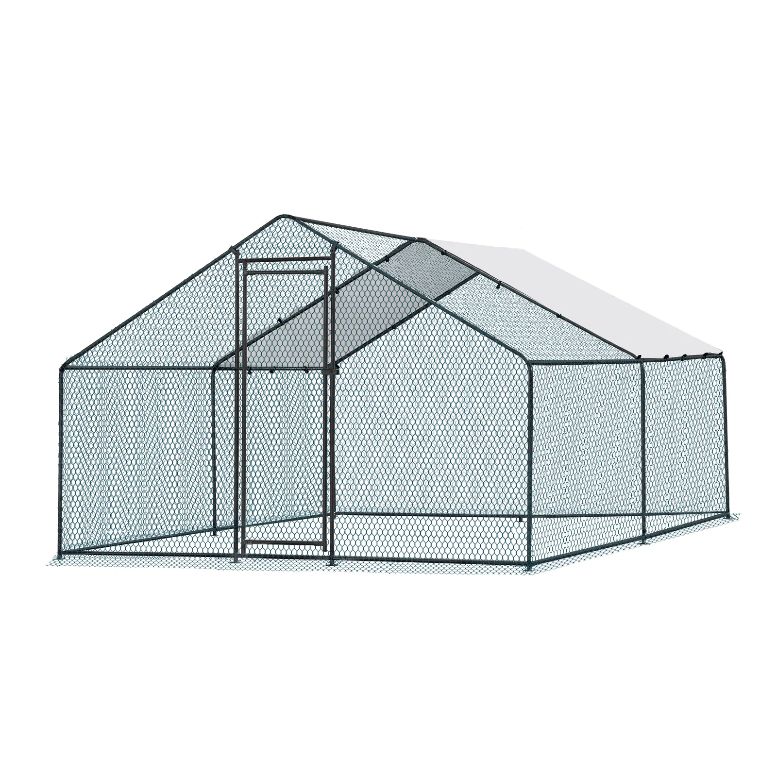 13 x 10 ft Large Metal Chicken Coop, Walk-in Poultry Cage Chicken Hen Run House with…