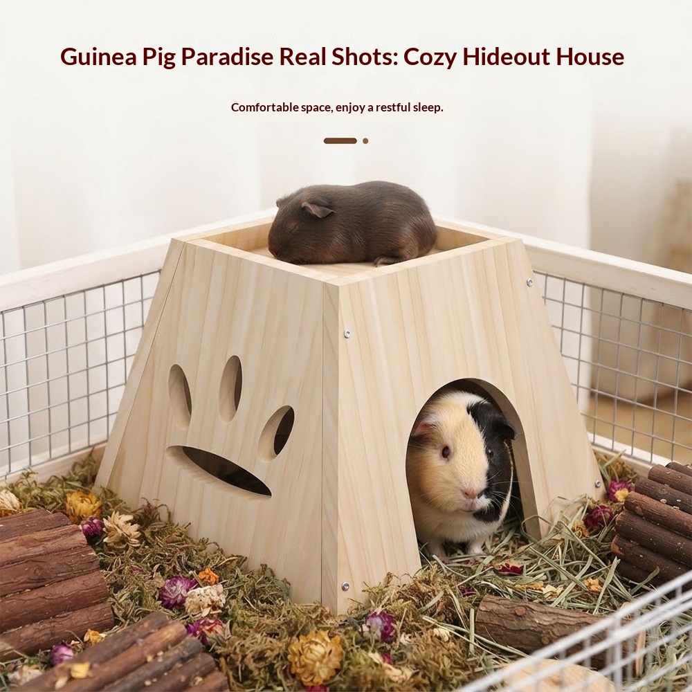 Triangular Rabbit Small Pet Hideaway Wooden House