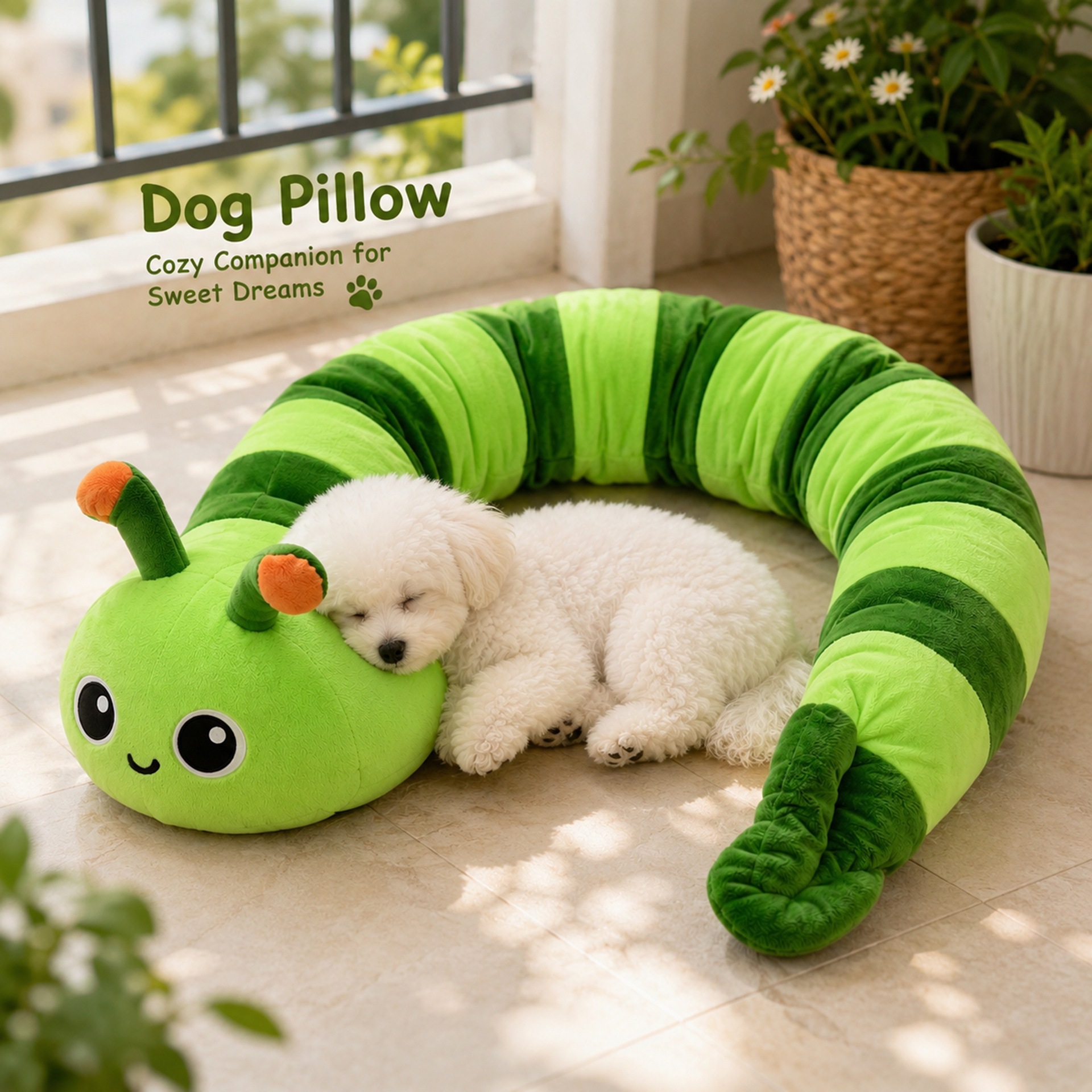 Pet Doll Pillow, Dog Bed Pillow, Creative New Caterpillar-Shaped Dog Pillow, Soft And…