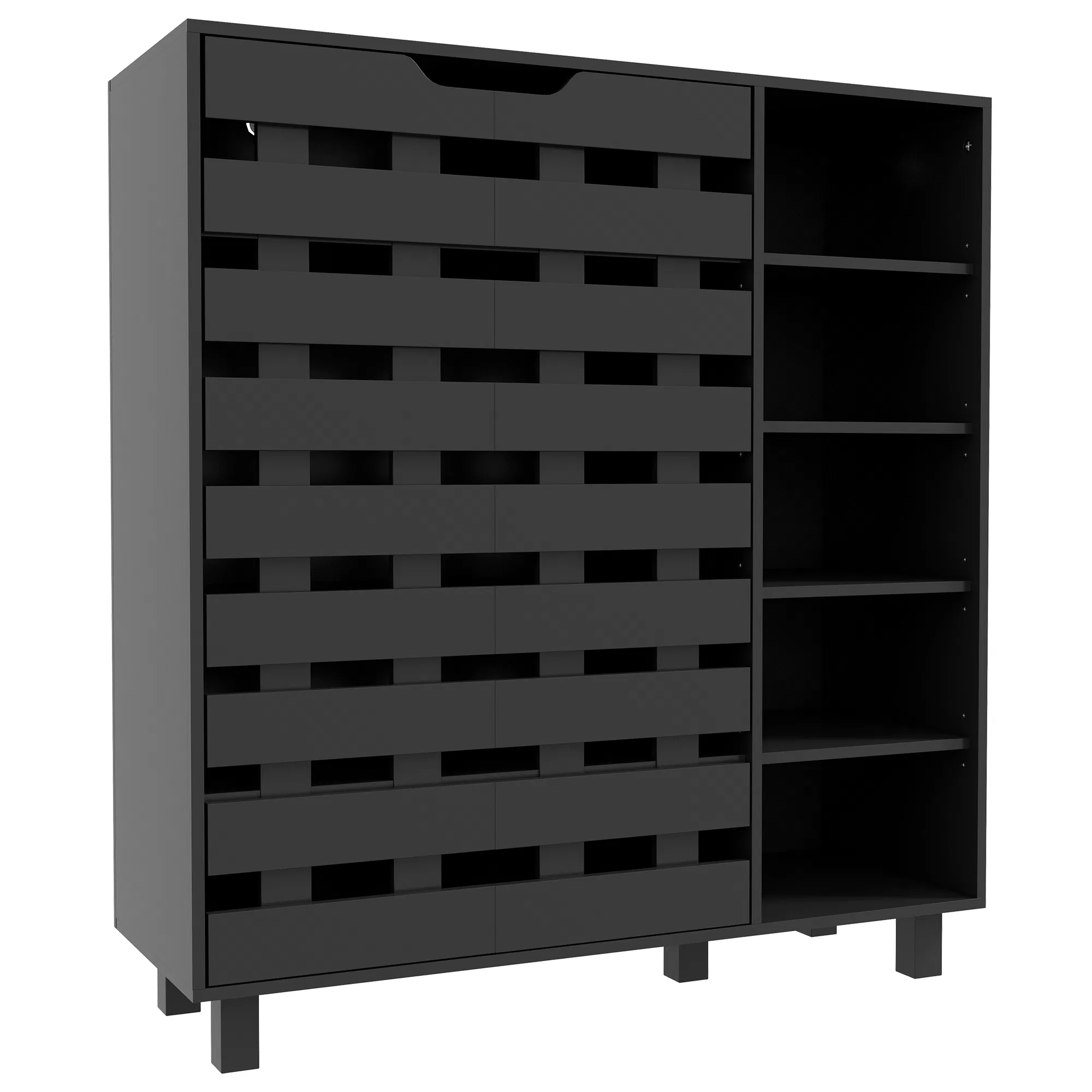 Shoe Cabinet, 21 Pair Shoe Storage Cabinet Organizer with 5-tier Double Door Cupboard and…