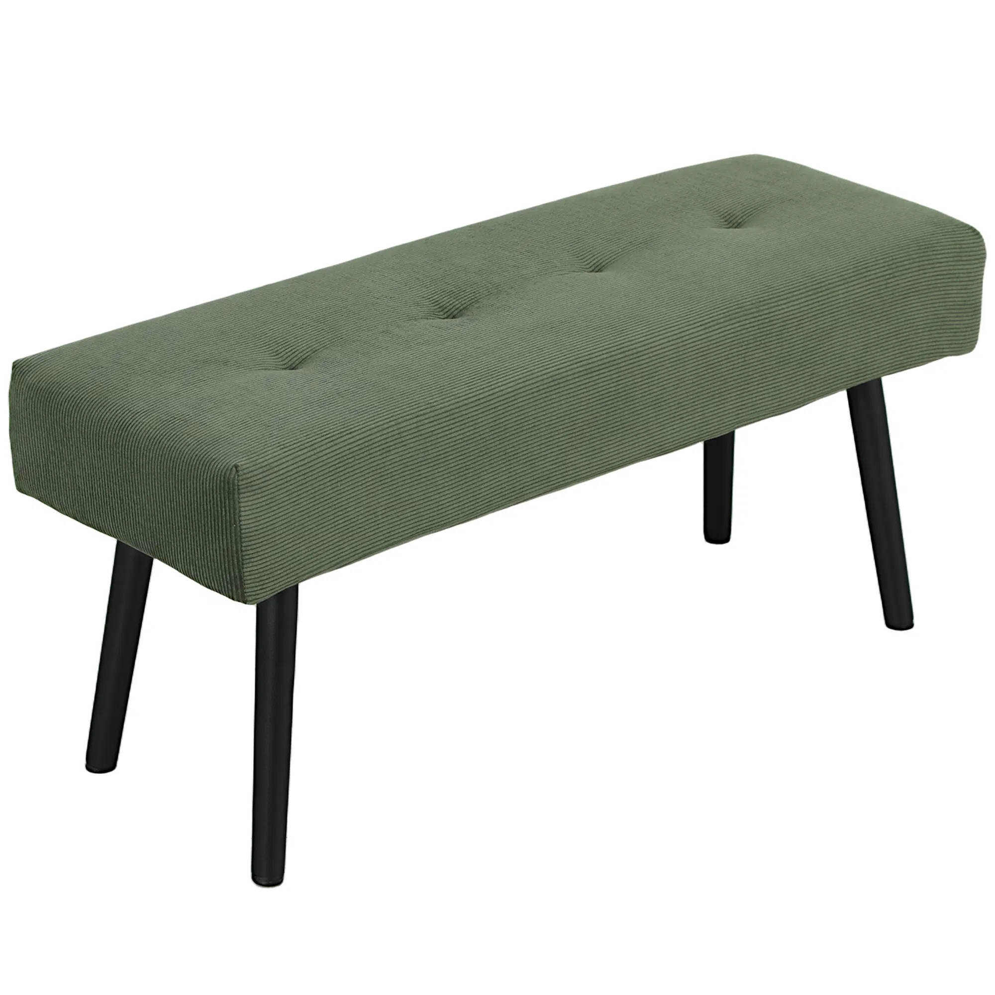 39" Upholstered Ottoman Bench, Corduroy Entryway Bedroom Bench with Padded Seat and Steel…
