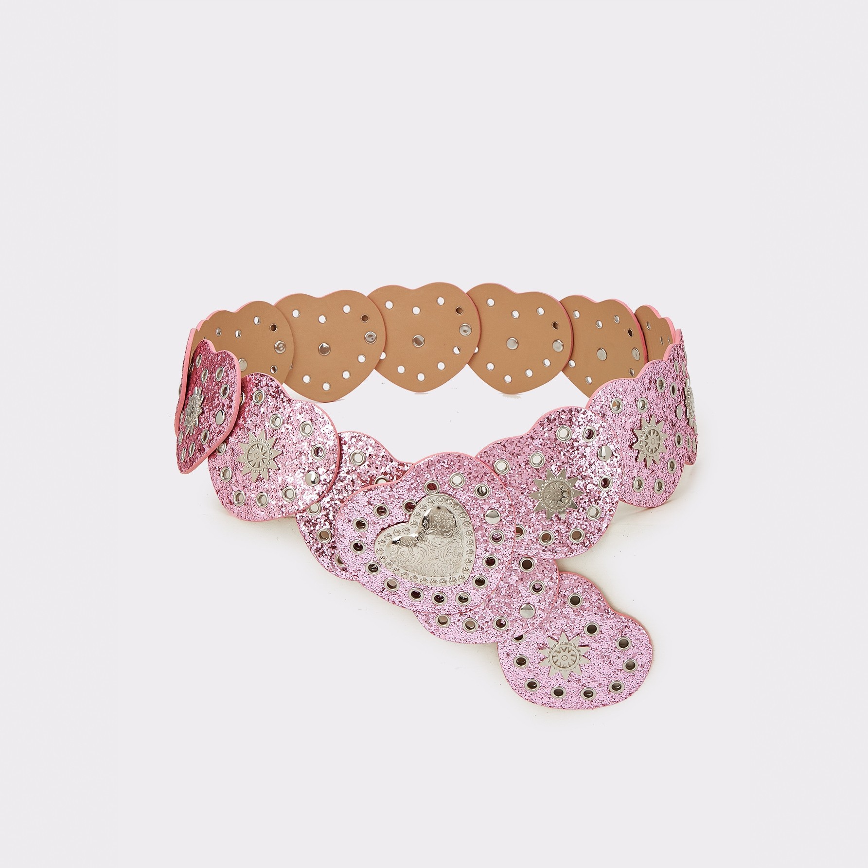 Shiny Heart-shaped Stud Tassel Belt