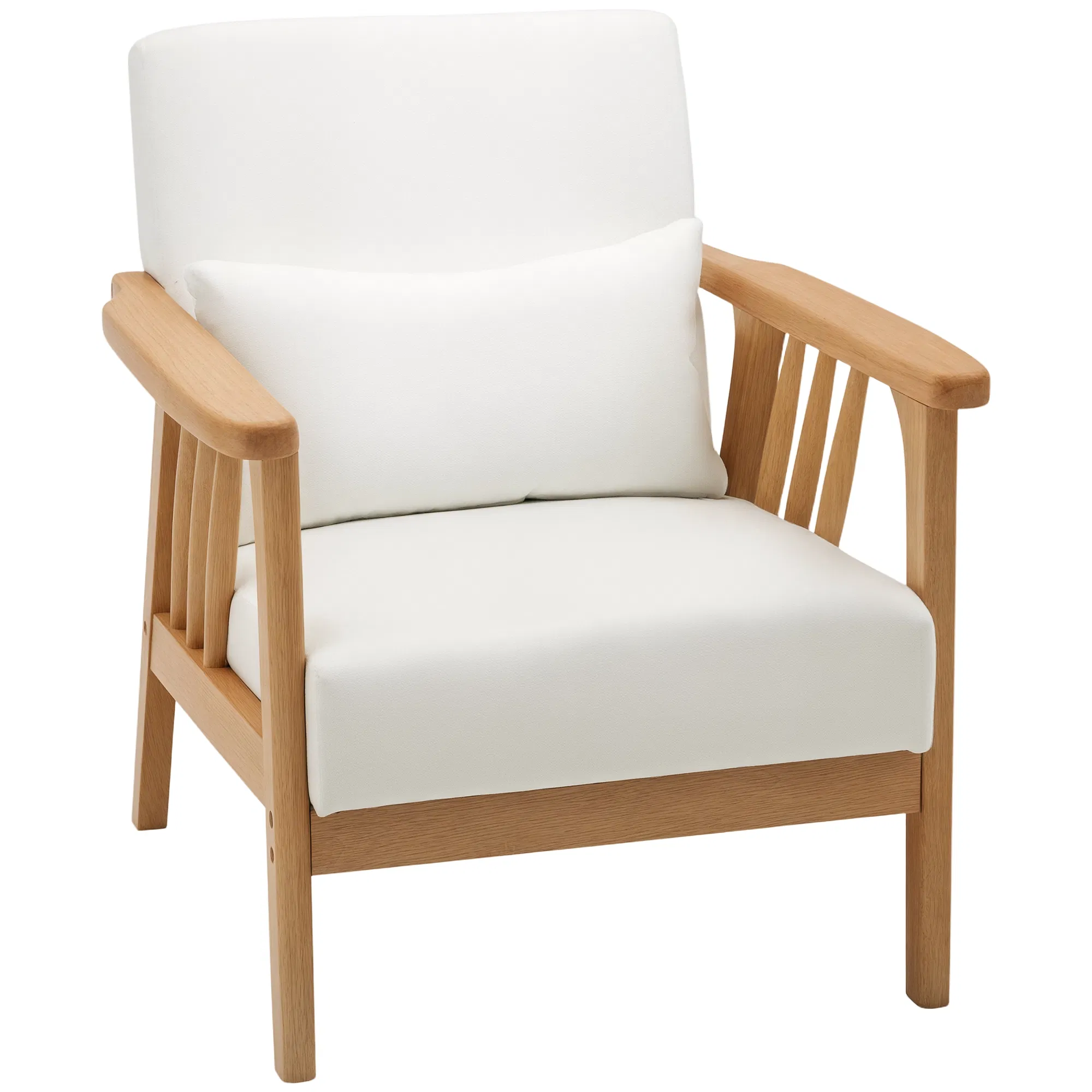 Armchair Upholstered Lounge Chair with Rubber Wood Frame Throw Pillows and Comfortable…